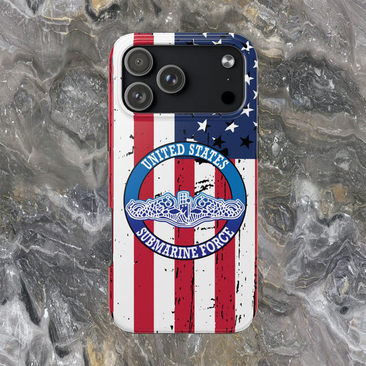 United States Submarine Force Silent Service White Dolphins on American Flag Tough iPhone Case