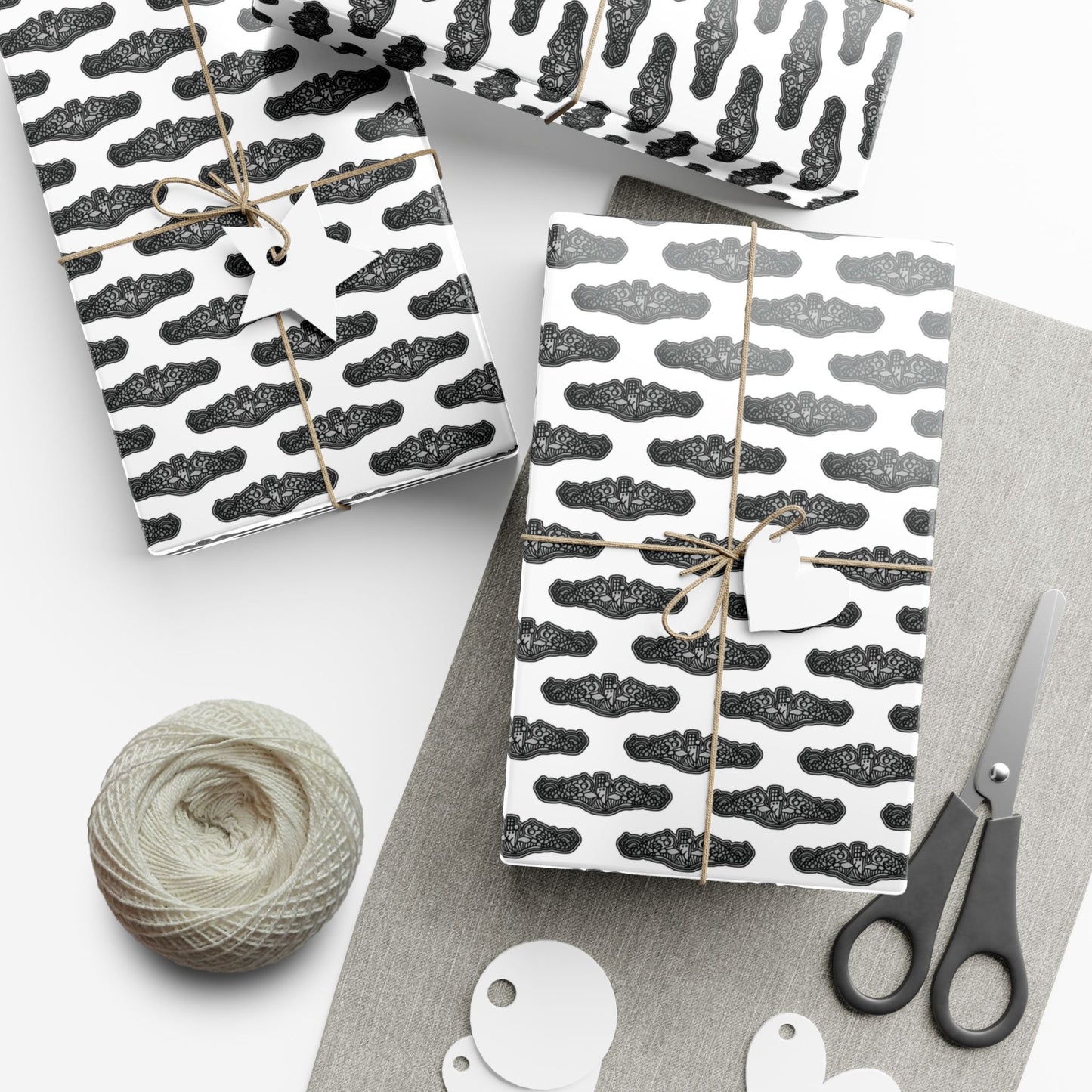 United States Navy Submarine Force Silent Service Silver Enlisted Dolphins White Gift Wrap Papers