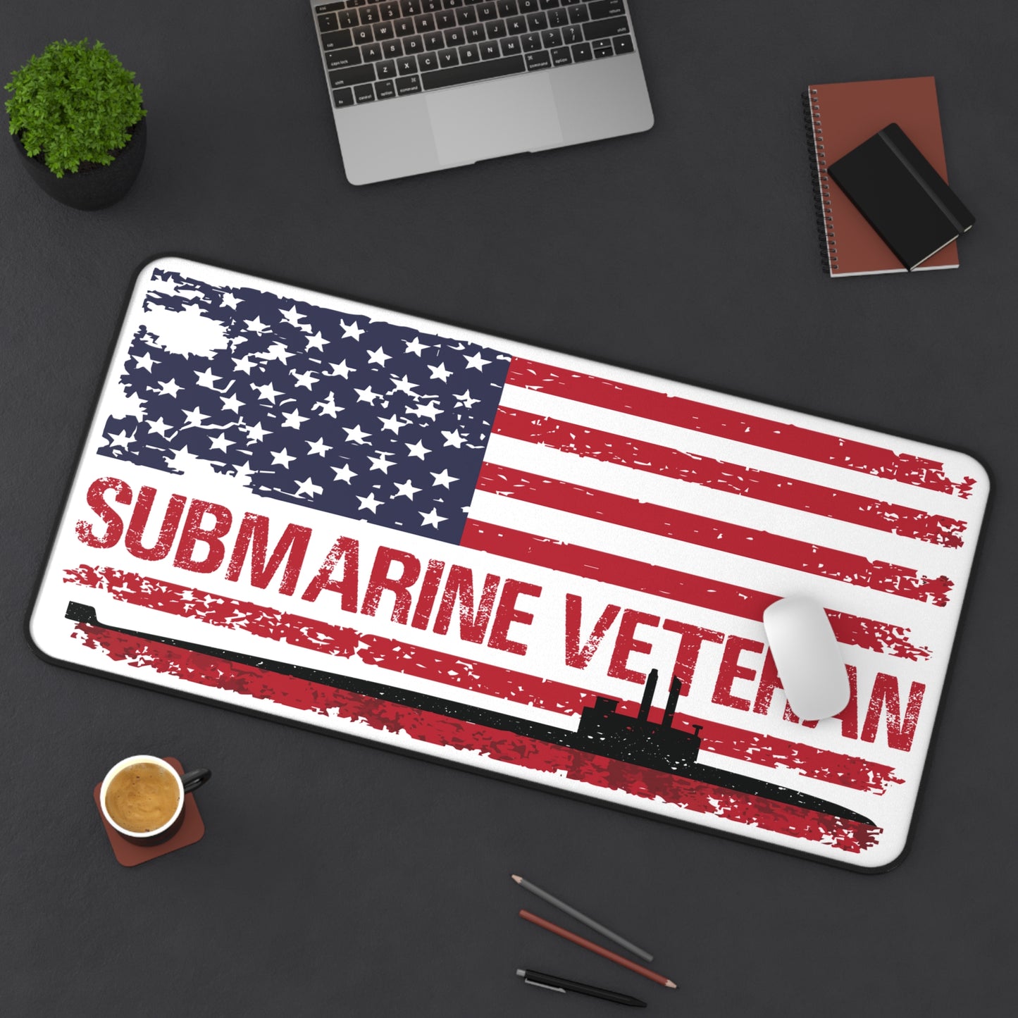 United States Submarine Veteran Distressed USA Flag  Desk Mat