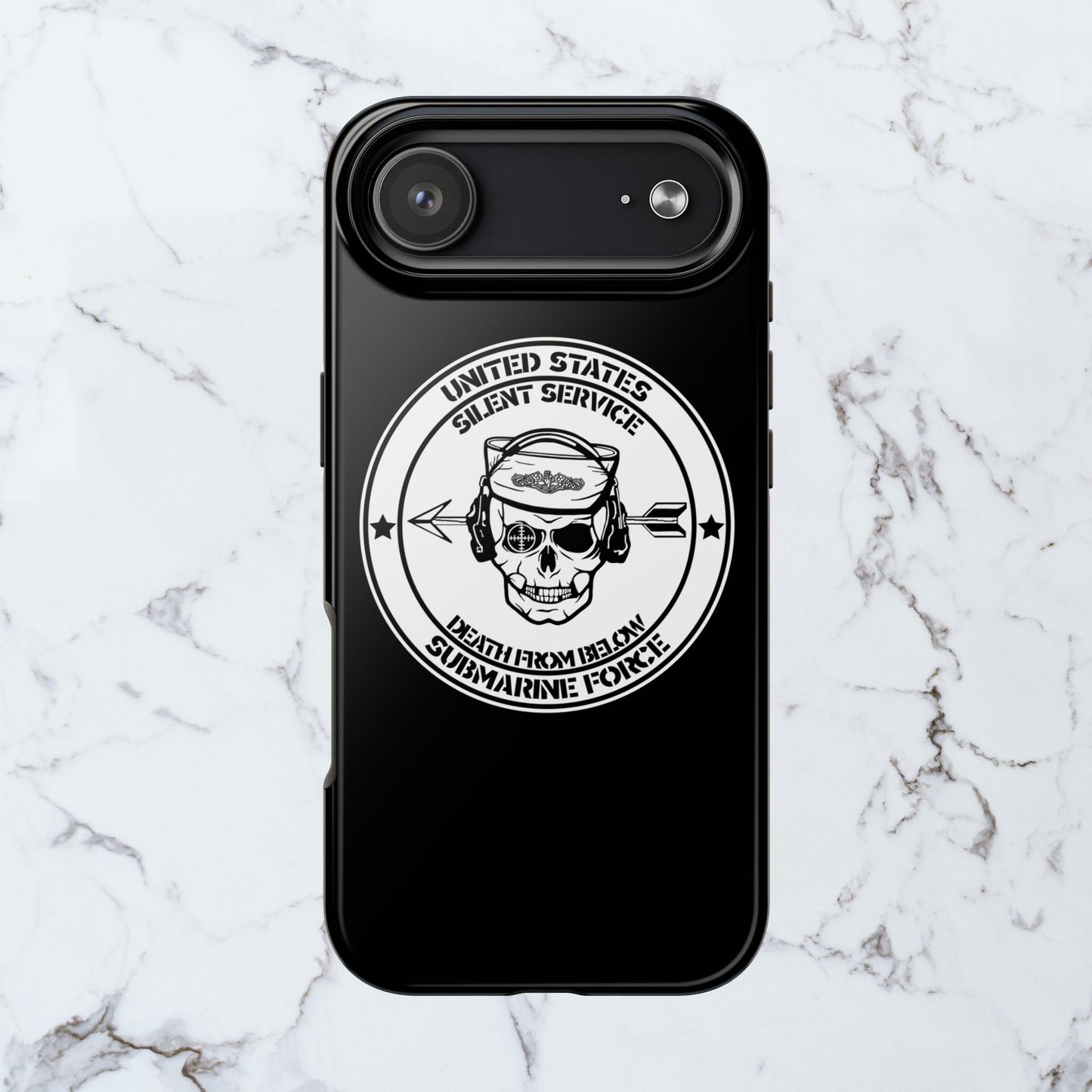 U.S. Submarine Force Silent Service Death From Below Sailor Skull Tough Black iPhone Case