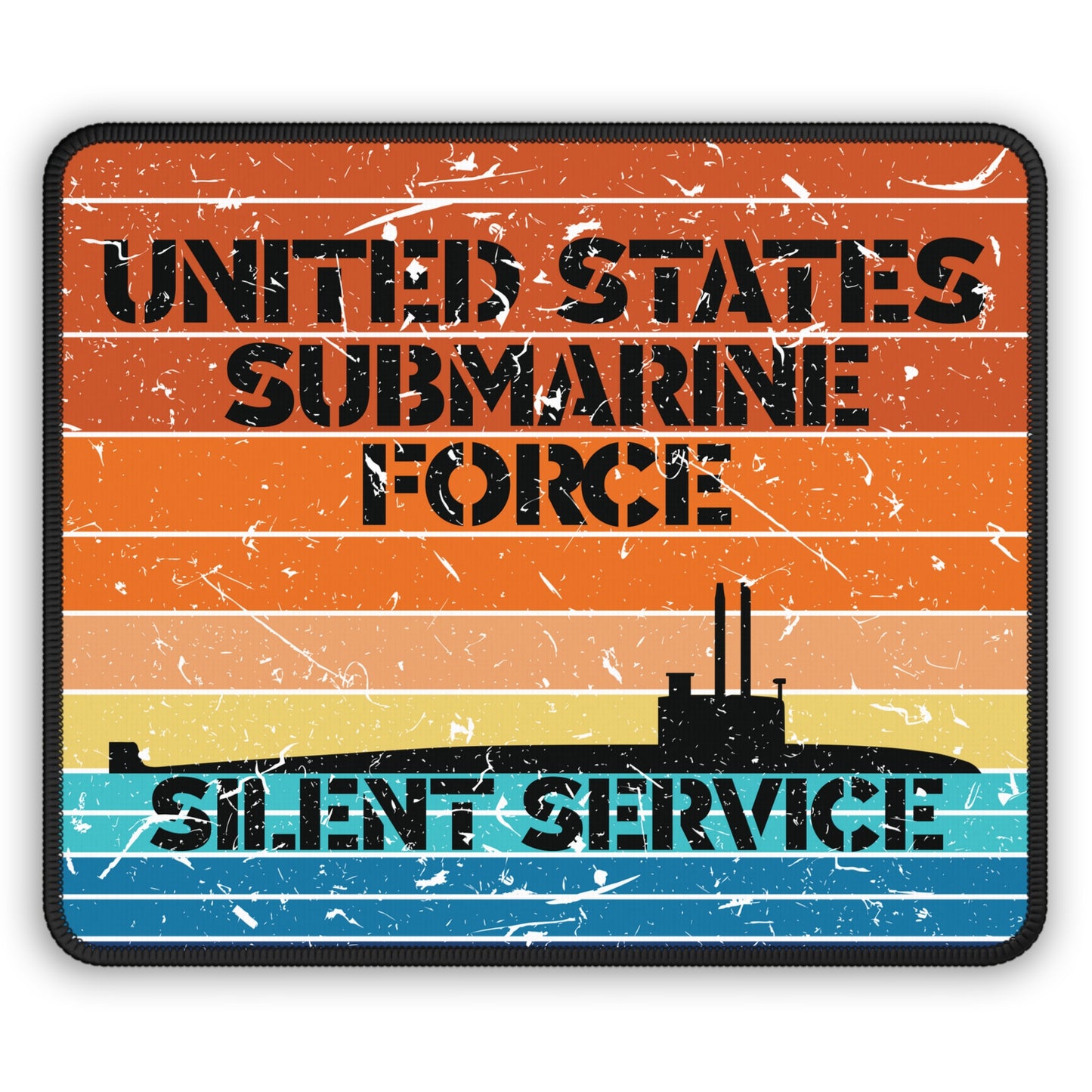 Sunset United States Submarine Force Silent Service Distressed Retro Vintage Gaming Mouse Pad
