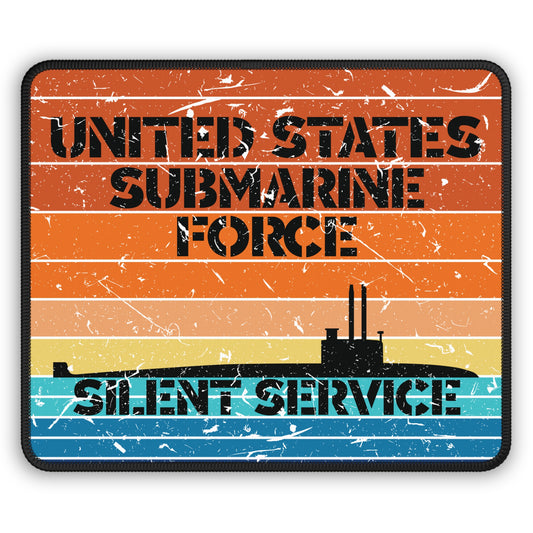 Sunset United States Submarine Force Silent Service Distressed Retro Vintage Gaming Mouse Pad