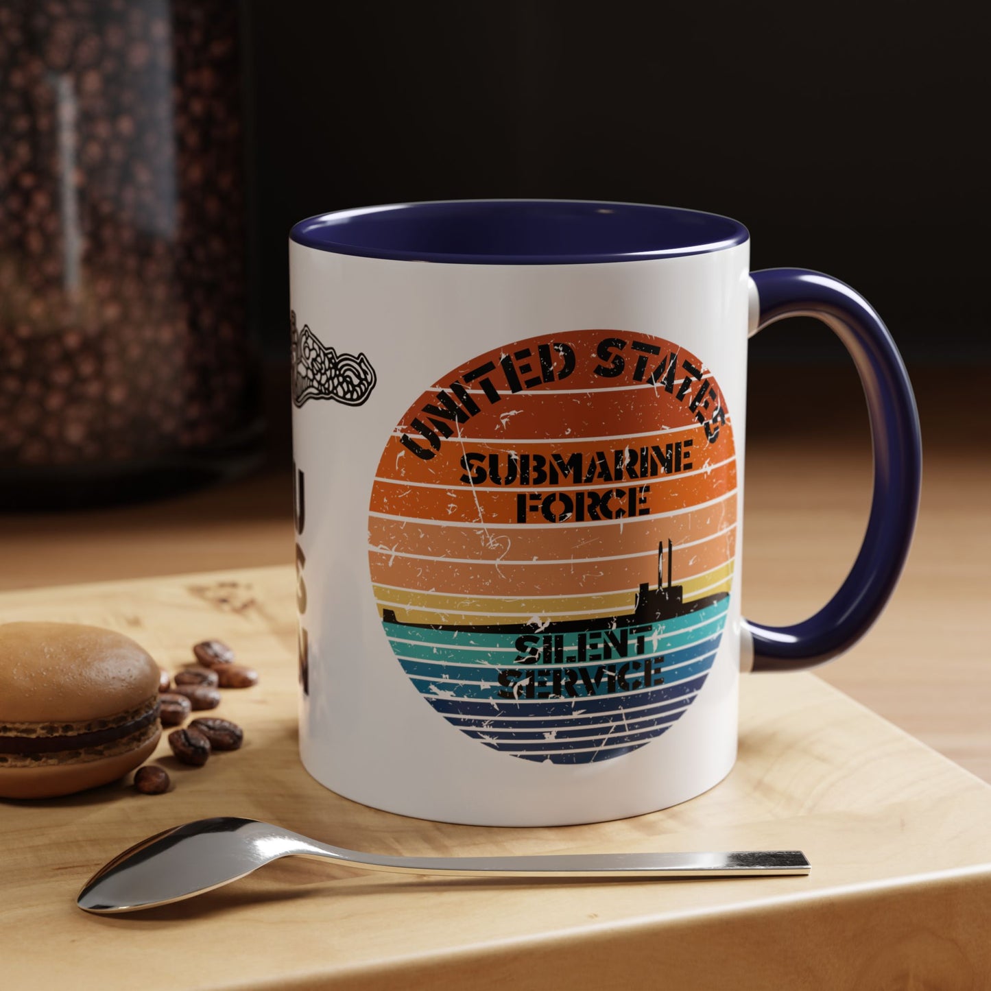 Sunset United States Navy Submarine Force Silent Service Distressed Accent Coffee Mugs