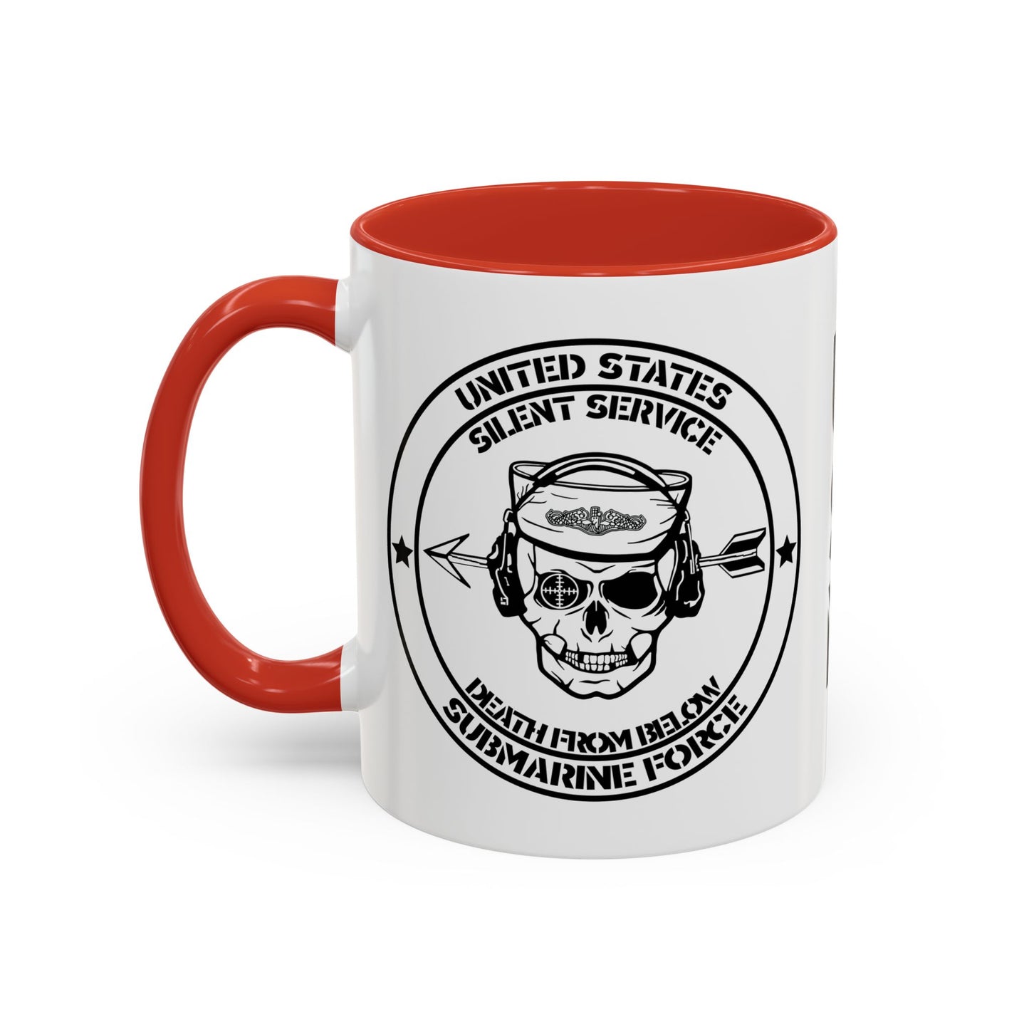 US Navy Submarine Force Silent Service Death From Below Sailor Skull Accent Coffee Mug