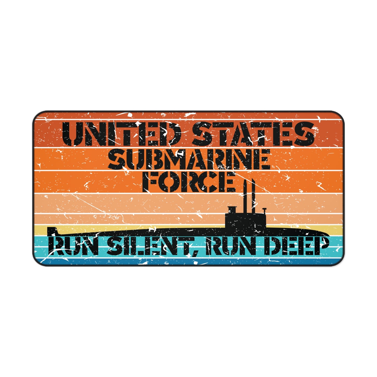 Sunset United States Submarine Force Run Silent Run Deep Distressed Retro Vintage Desk Mat