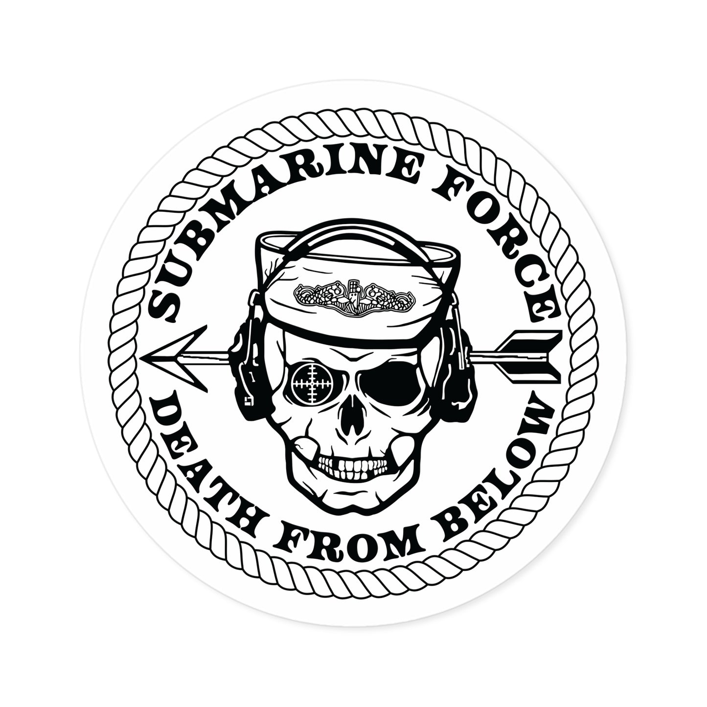 United States Submarine Force Silent Service Death From Below Submarine Sailor Skull Round Stickers, Indoor\Outdoor