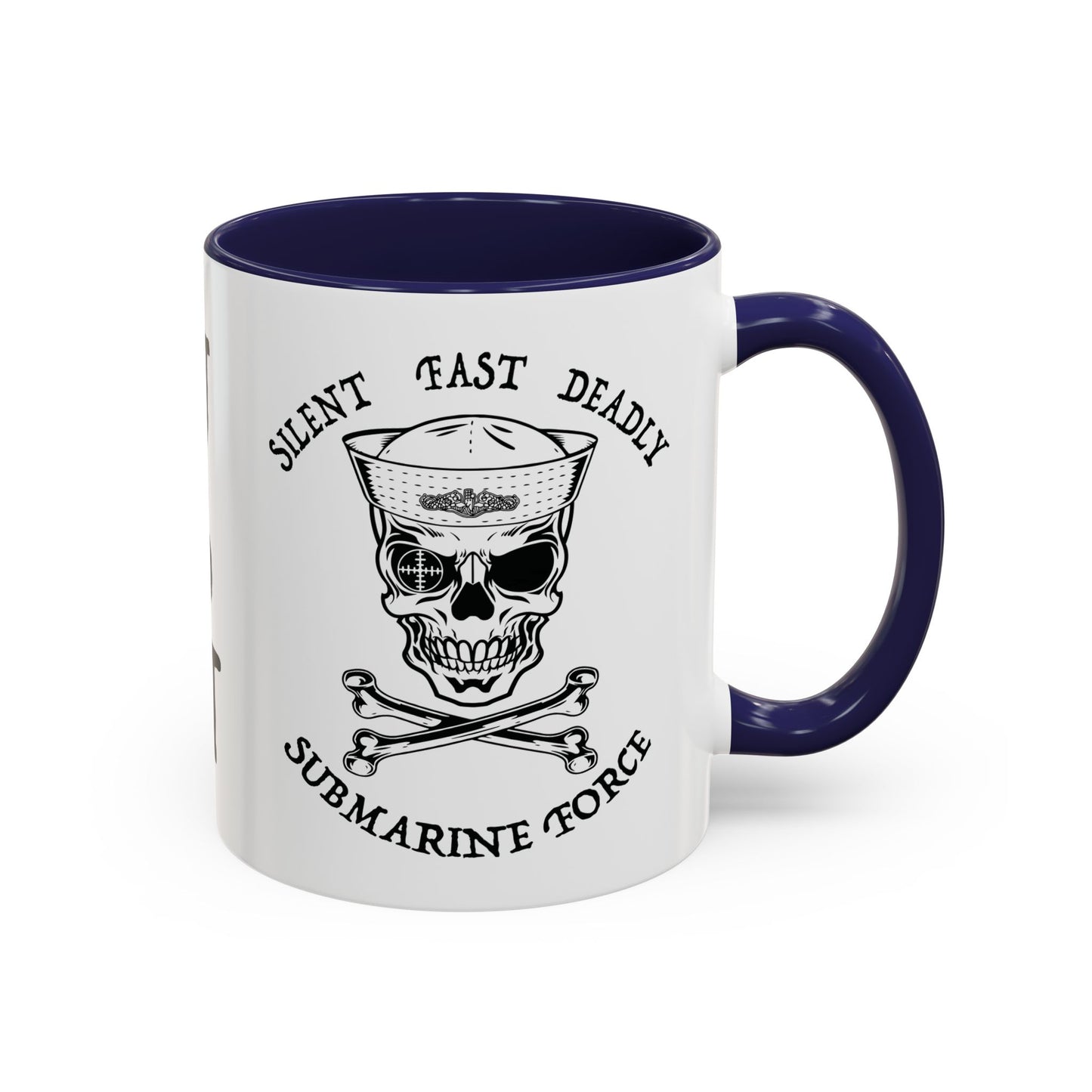 USN Submarine Force Silent Fast Deadly Skull & Crossbones Sailor Accent Coffee Mugs