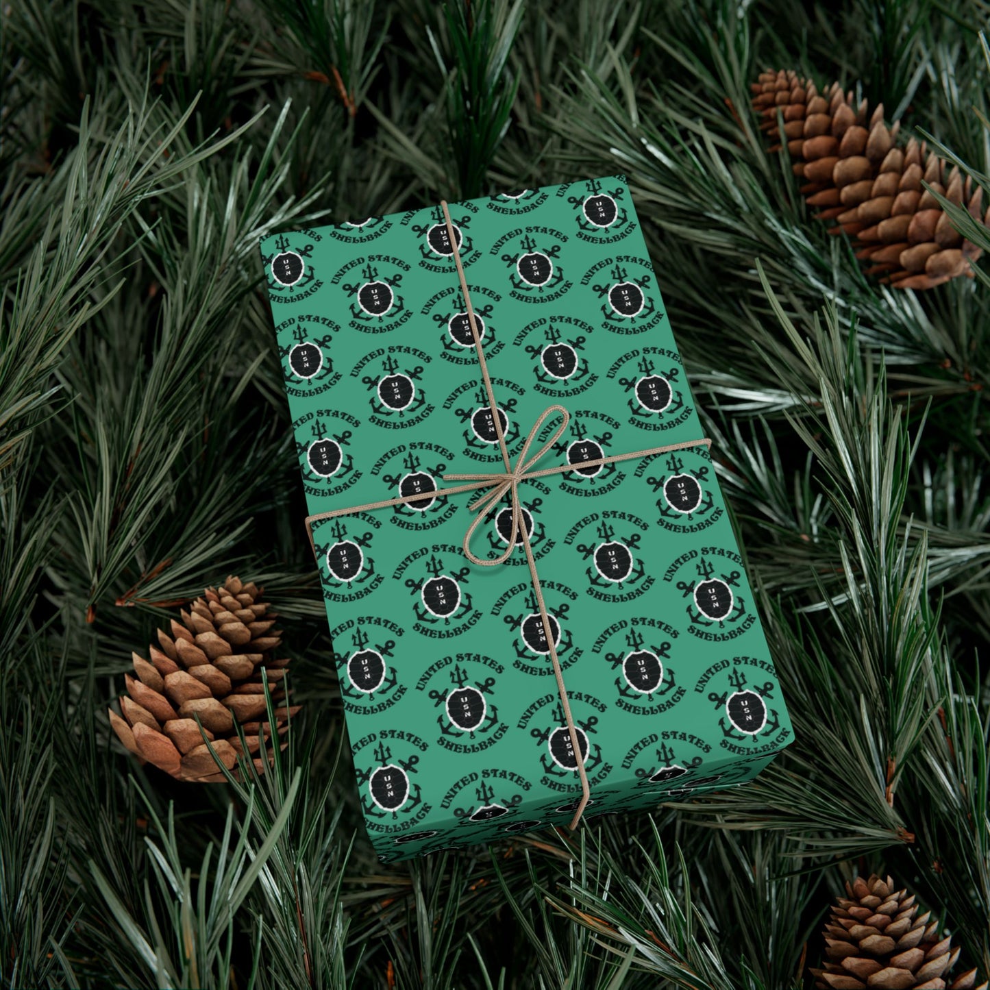 United States Navy Shellback Ancient Order of the Deep Naval Line-crossing Ceremony Black Shell Seafoam Green Gift Wrap Papers