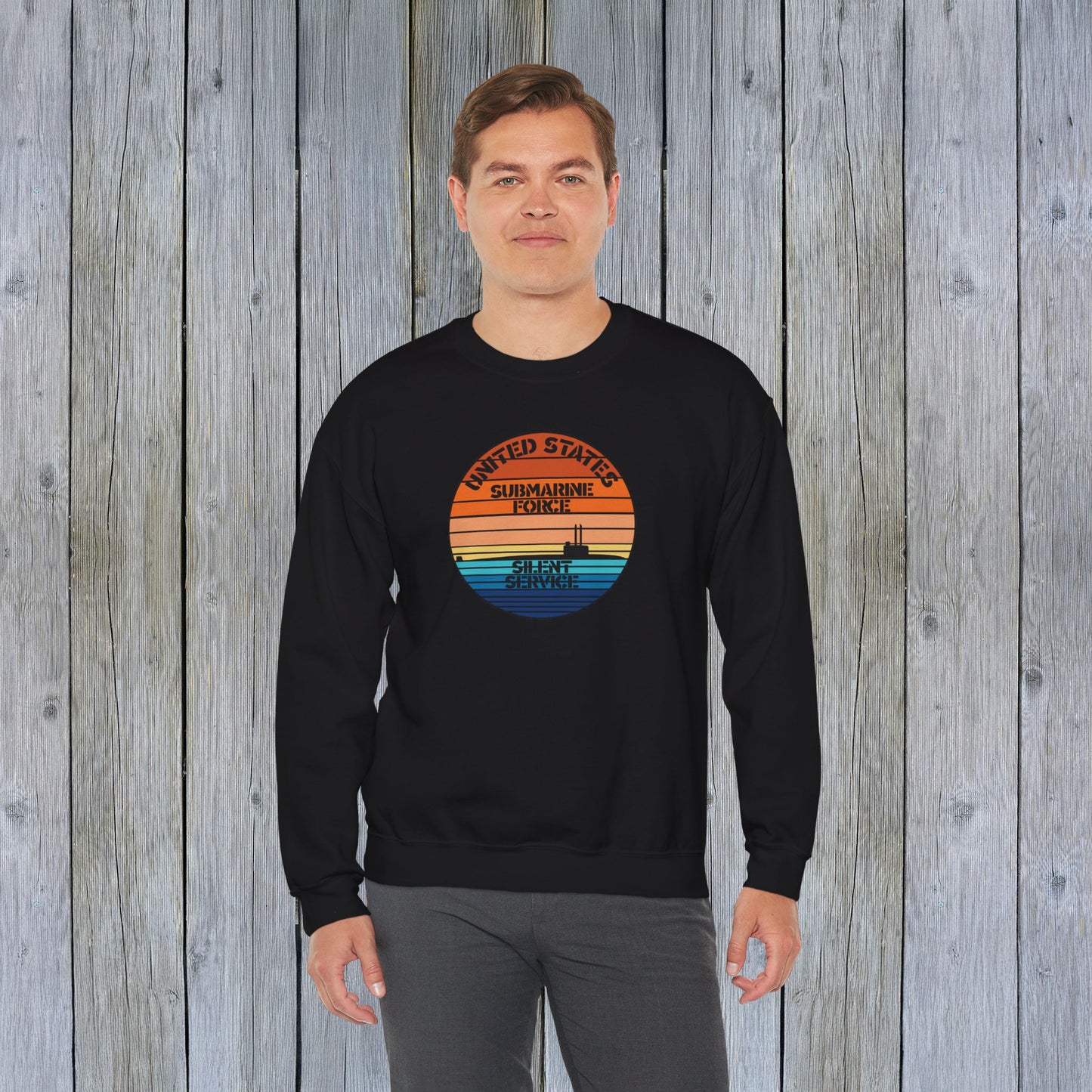 Sunset United States Navy Submarine Force Silent Service Vintage Unisex Heavy Blend™ Crewneck Sweatshirt