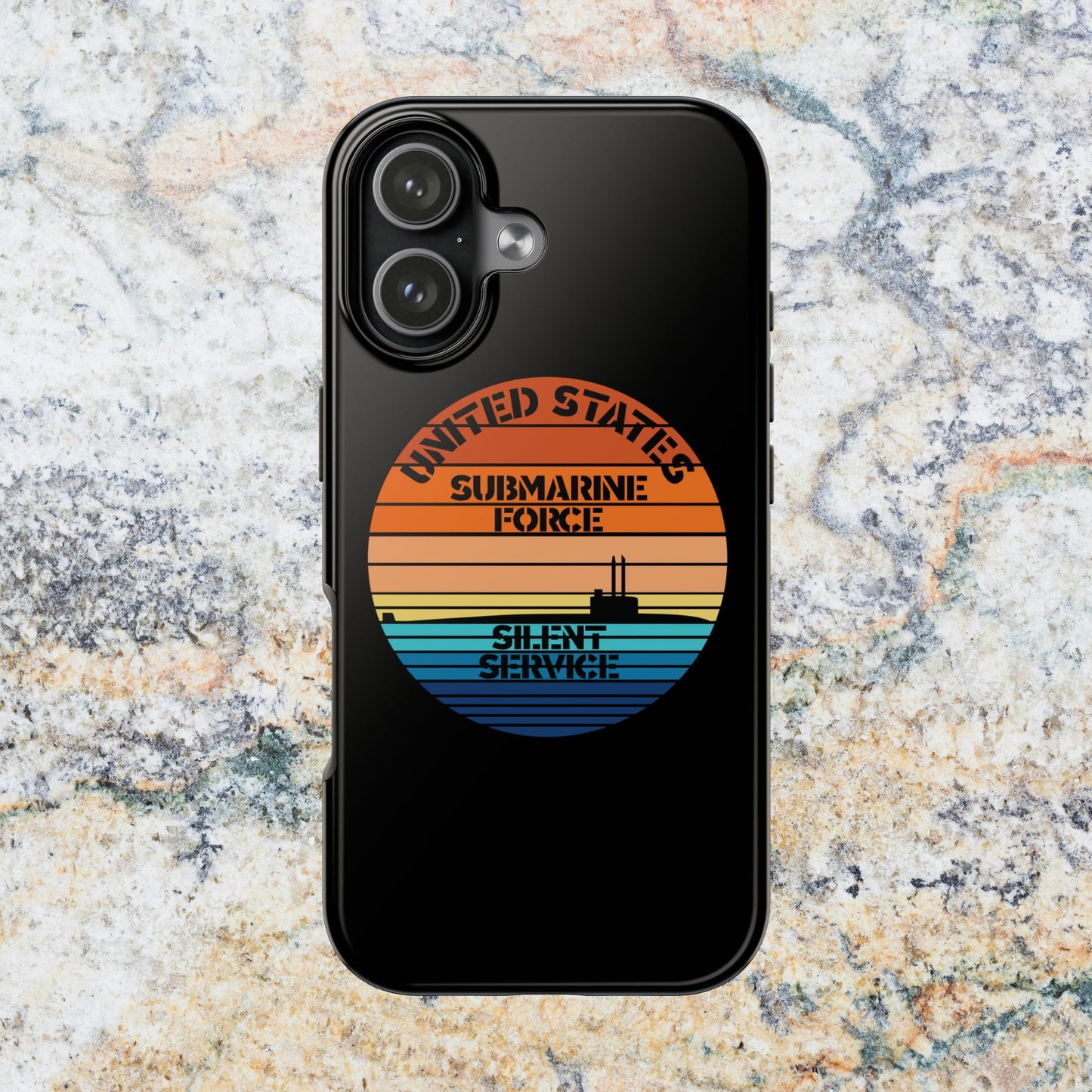 Sunset United States Submarine Force Silent Service Black Tough iPhone Case