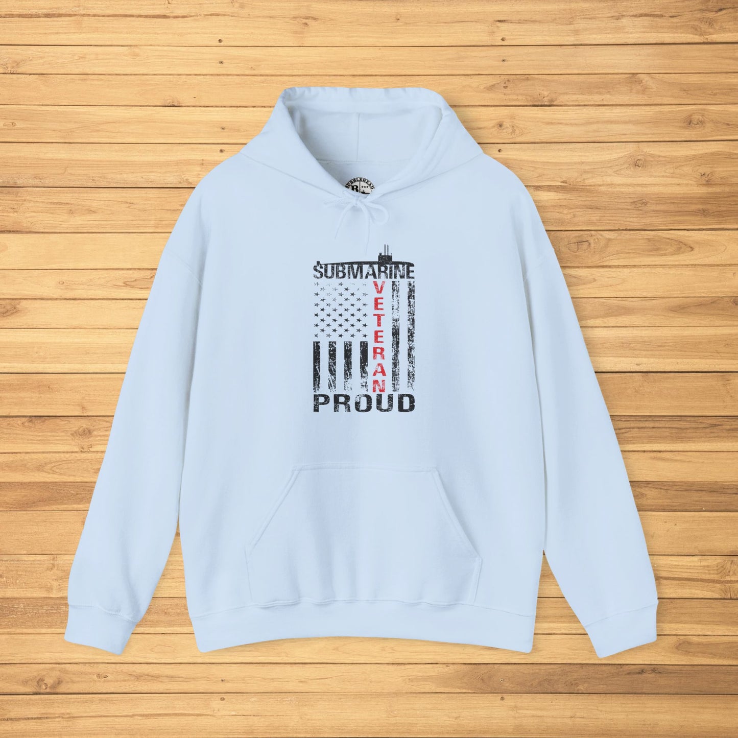 Submarine Veteran Proud Distressed USA Flag with Submarine Unisex Heavy Blend™ Hooded Sweatshirt