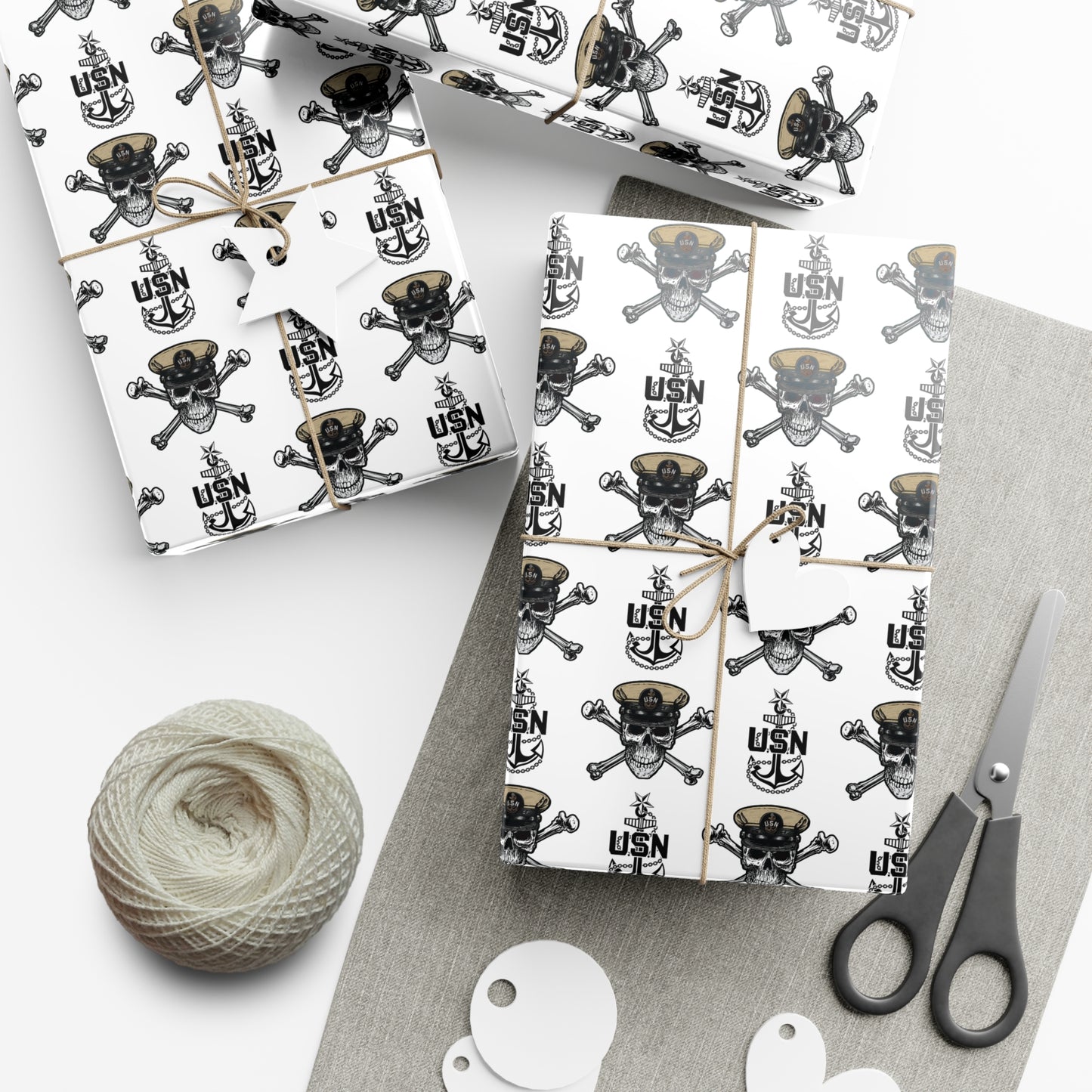 United States Navy Senior Chief Skull & Crossbones with SCPO Anchors White Gift Wrap Papers