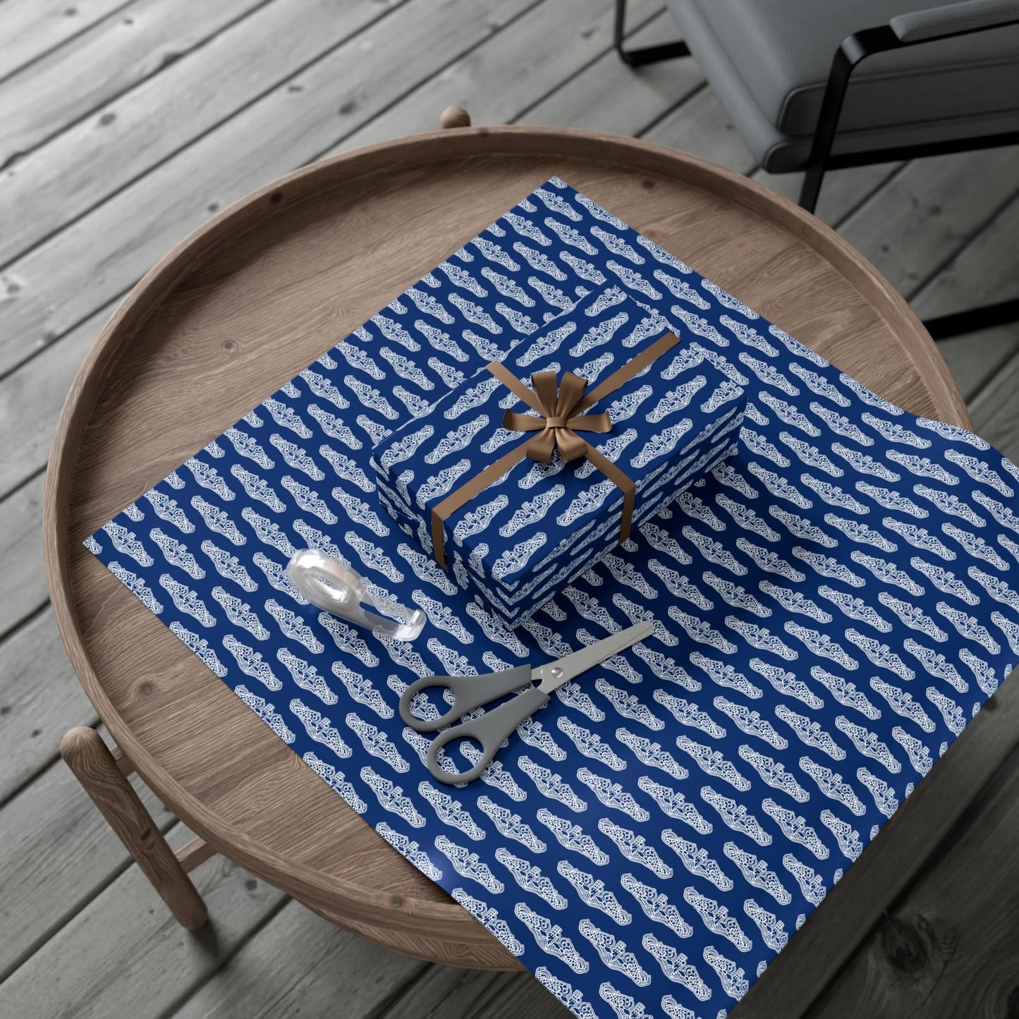 United States Navy Submarine Force White Dolphins Blue Gift Wrap Papers