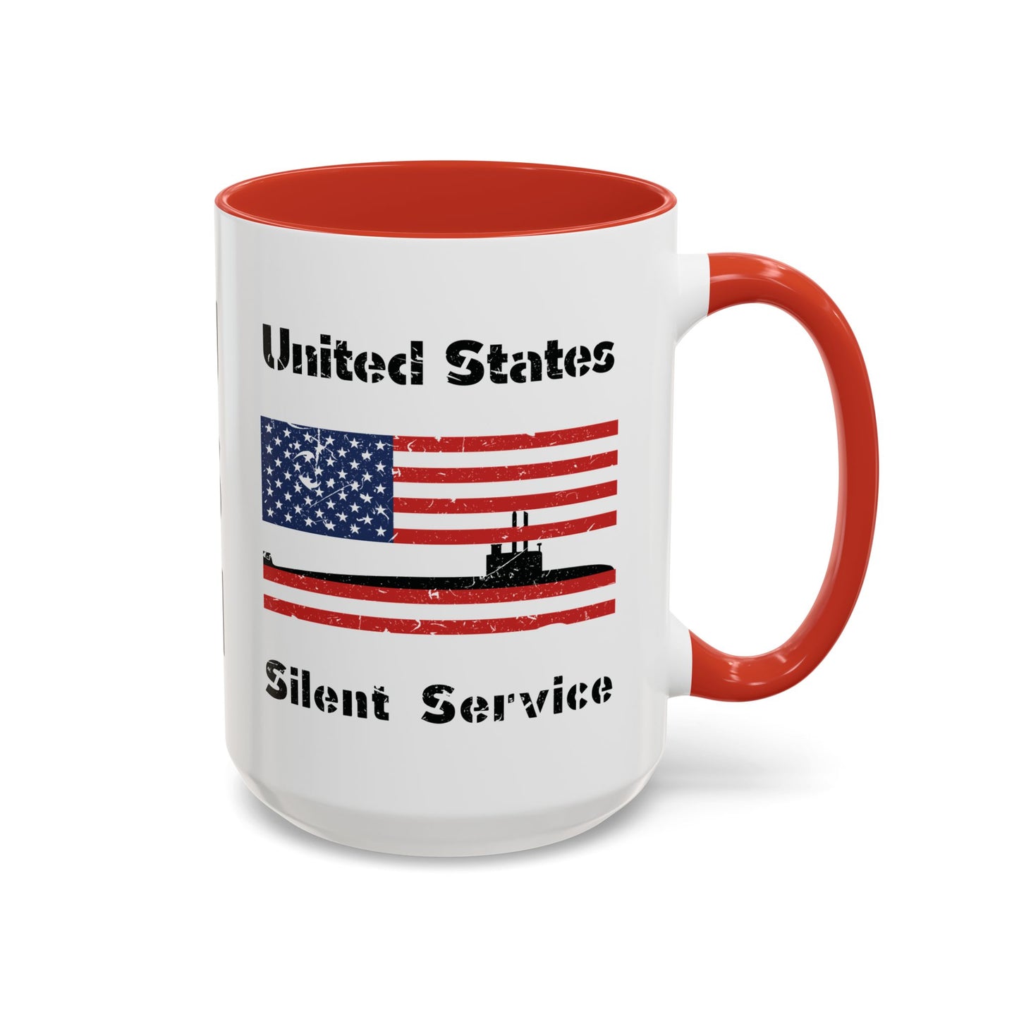 United States Navy Submarine Force Silent Service Distressed American Flag Accent Coffee Mugs