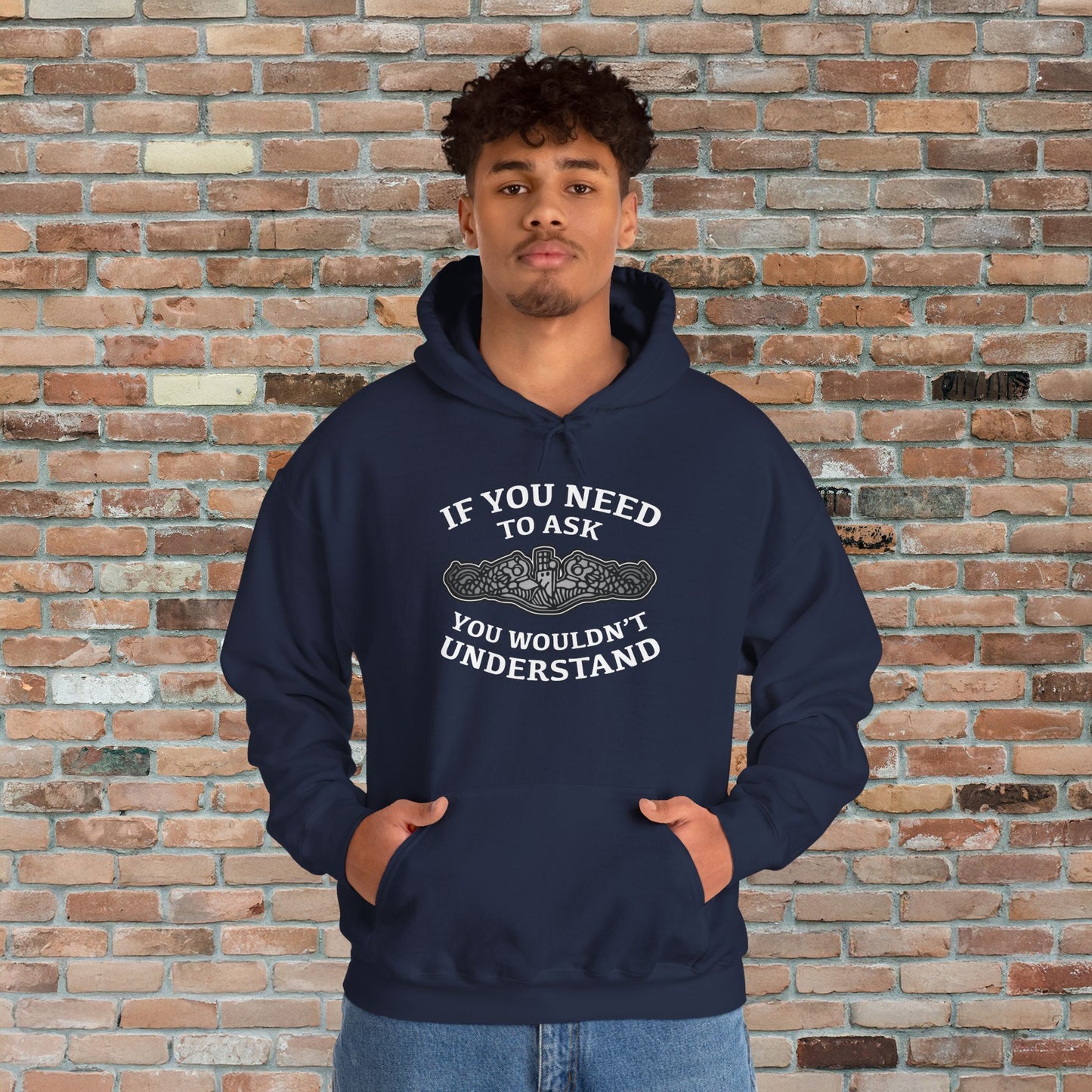 U.S. Submarine Silver Dolphins If You Need To Ask You Wouldn't Understand Unisex Heavy Blend™ Hooded Sweatshirt