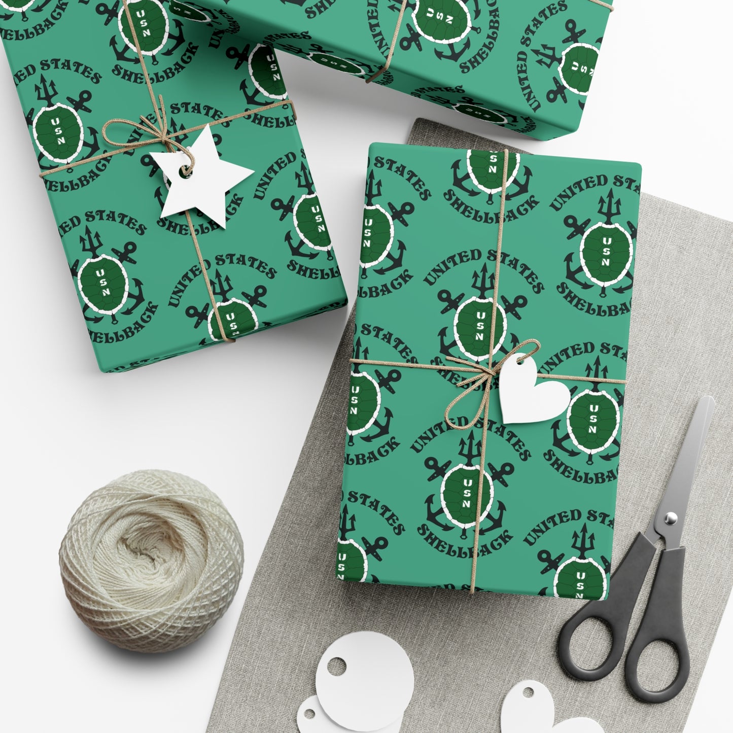 United States Navy Shellback Ancient Order of the Deep Naval Line-crossing Ceremony Seafoam Green Gift Wrap Papers