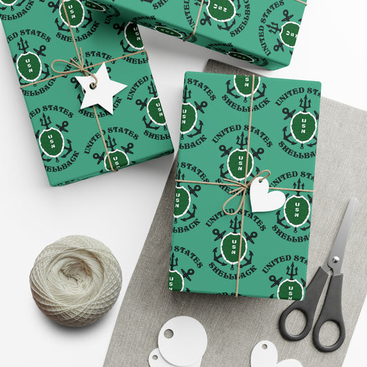 United States Navy Shellback Ancient Order of the Deep Naval Line-crossing Ceremony Seafoam Green Gift Wrap Papers