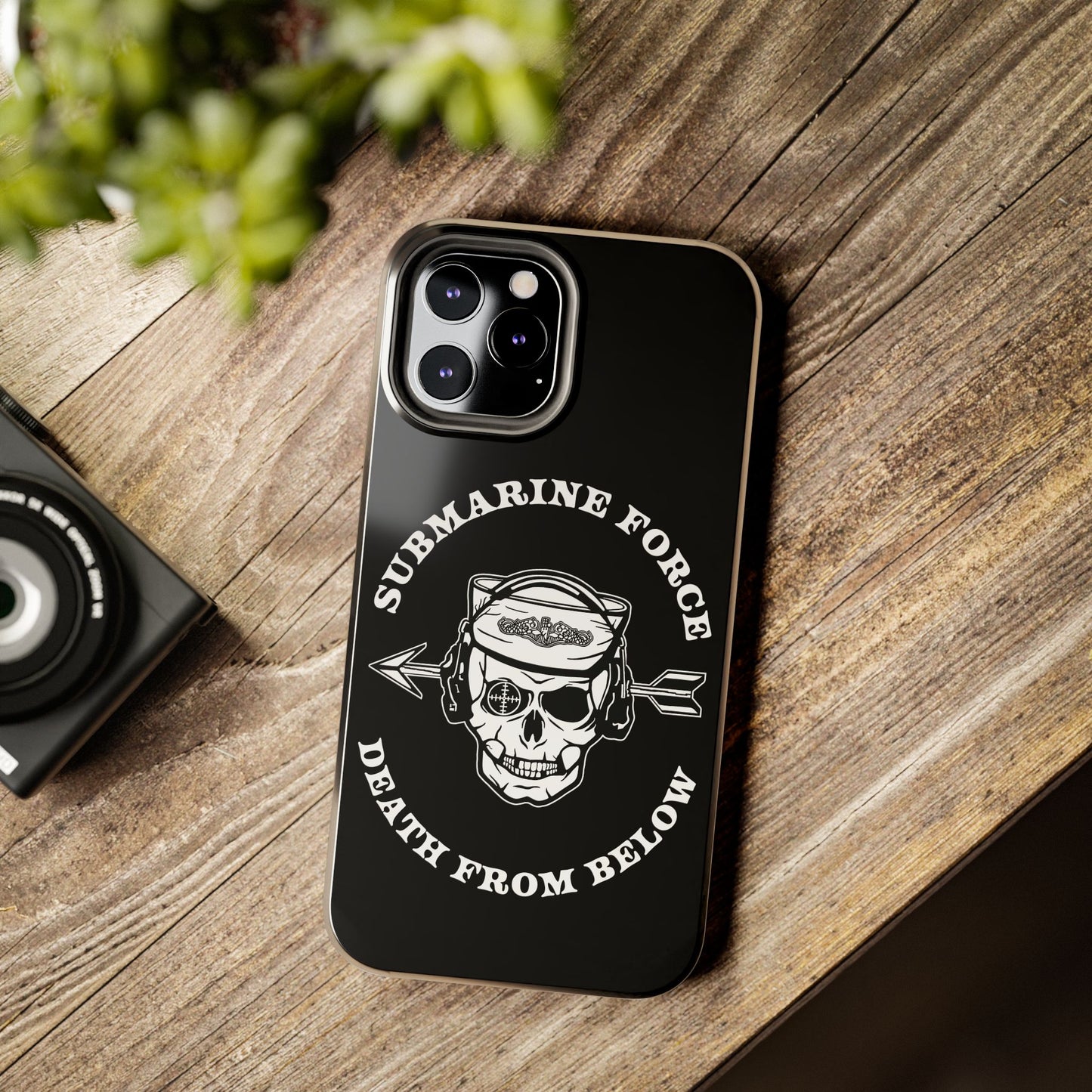 United States Submarine Force Silent Service Death From Below Submarine Sailor Skull Tough Black iPhone Case