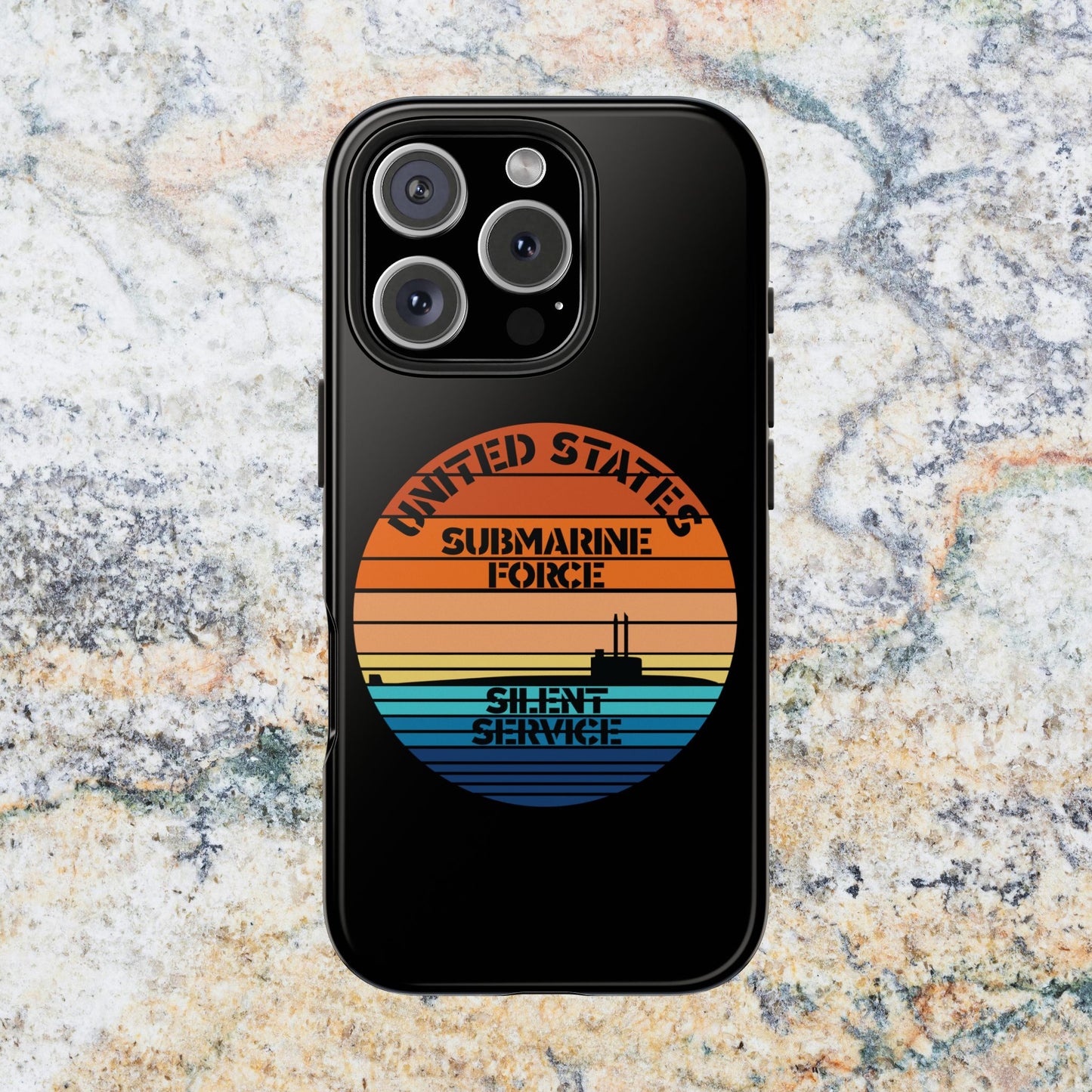 Sunset United States Submarine Force Silent Service Black Tough iPhone Case