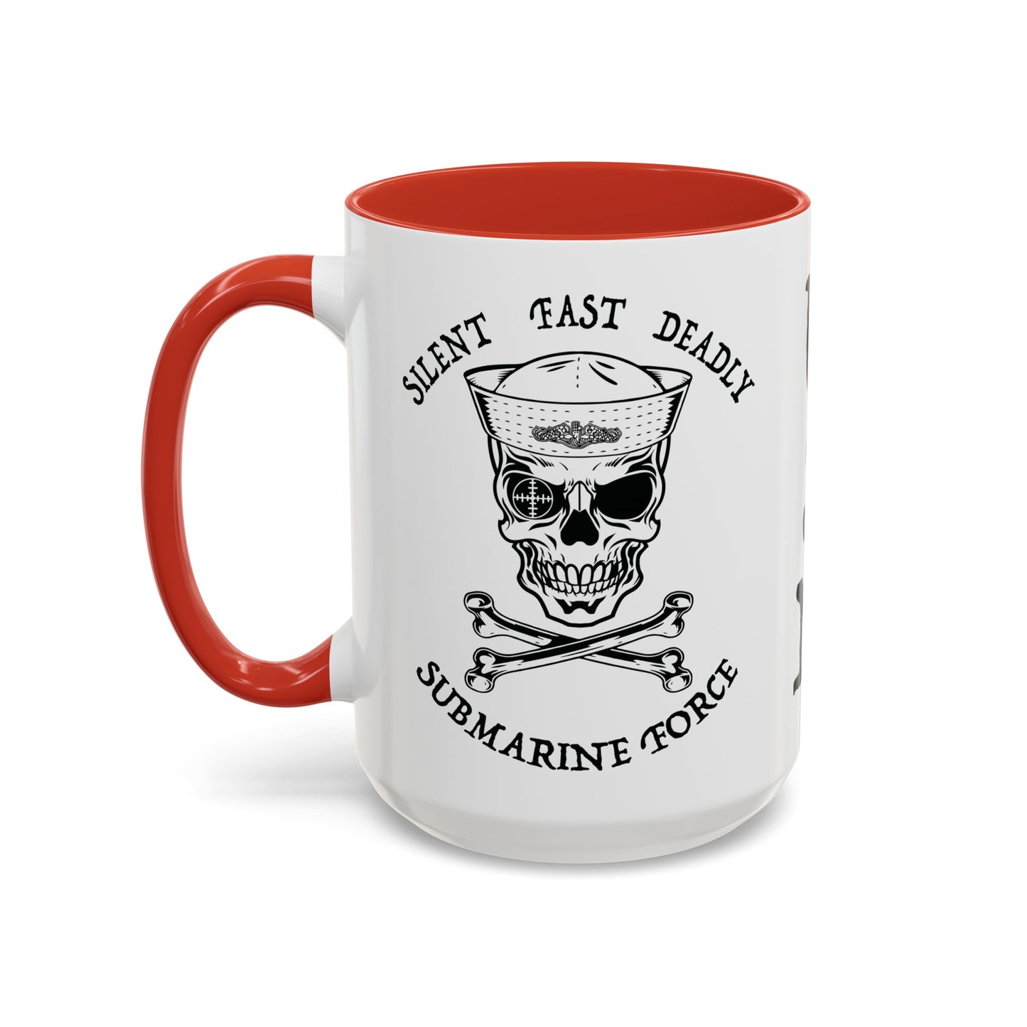 USN Submarine Force Silent Fast Deadly Skull & Crossbones Sailor Accent Coffee Mugs