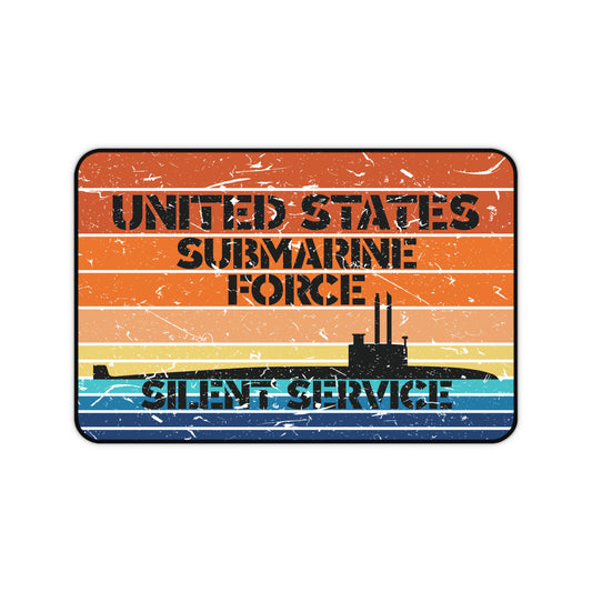 Sunset United States Submarine Force Silent Service Distressed Retro Vintage Desk Mat