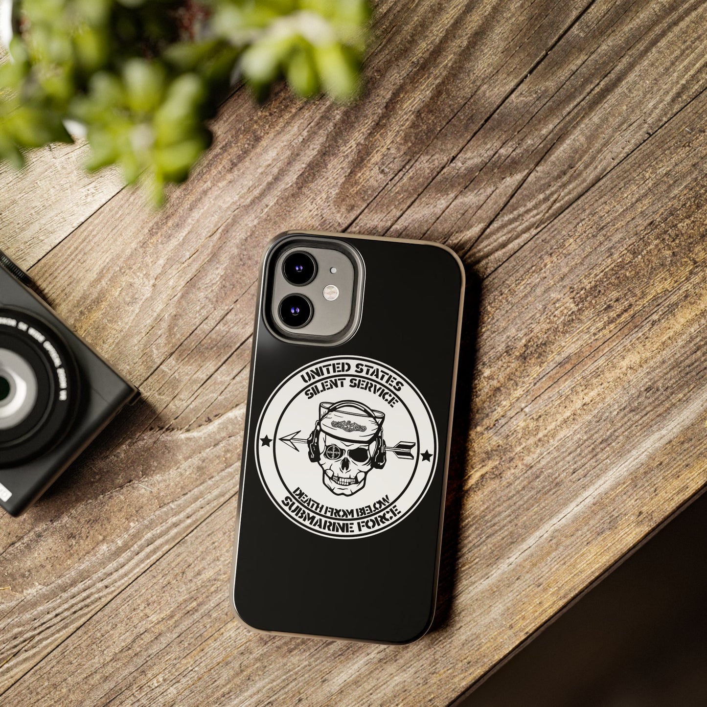 U.S. Submarine Force Silent Service Death From Below Sailor Skull Tough Black iPhone Case