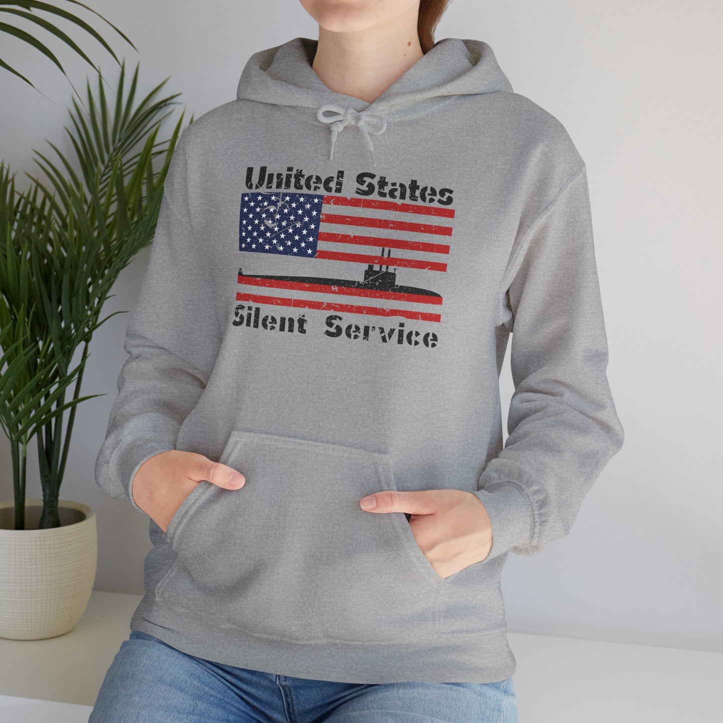 United States Submarine Silent Service Distressed USA Flag Unisex Heavy Blend™ Hooded Sweatshirt