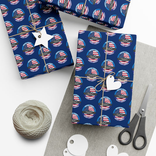 United States Navy Submarine Force Silent Service Silver Dolphins Blue Gift Wrap Papers