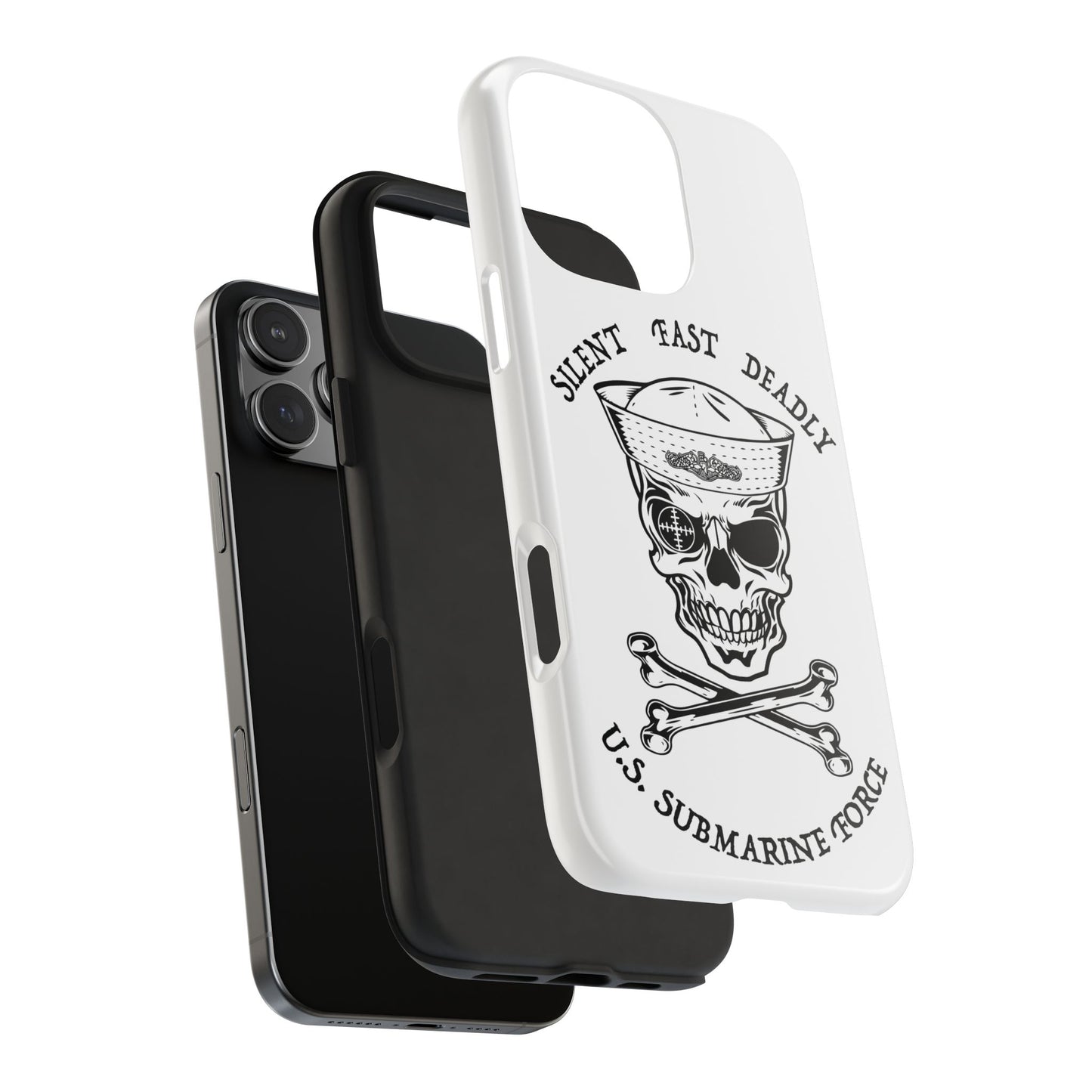 U.S. Submarine Force Skull & Crossbones Sailor with Dolphins White Tough iPhone Case