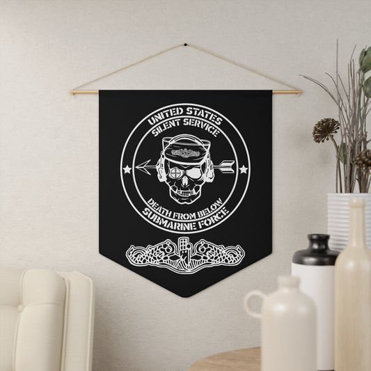 US Navy Submarine Force Silent Service Death From Below with Dolphins on Black Pennant