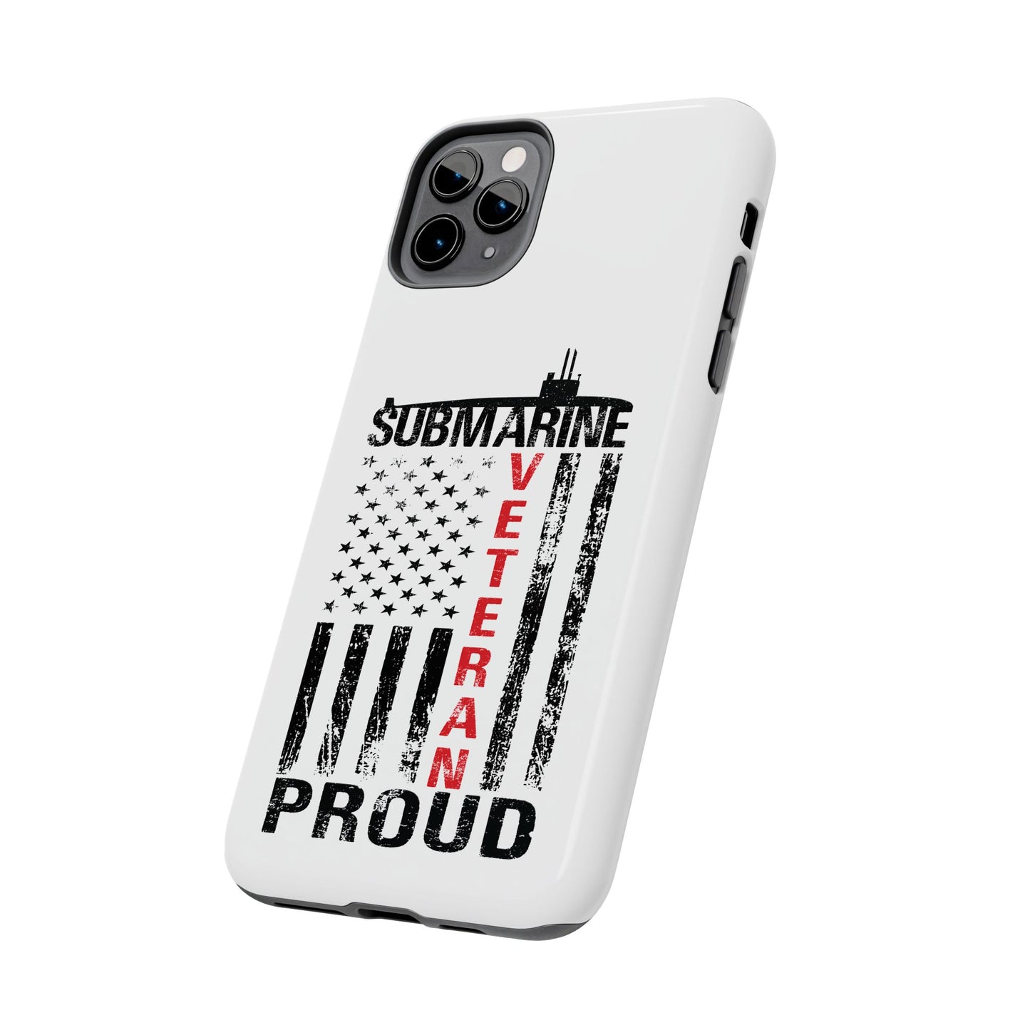 Submarine Veteran Proud Distressed White Flag White Tough iPhone Case