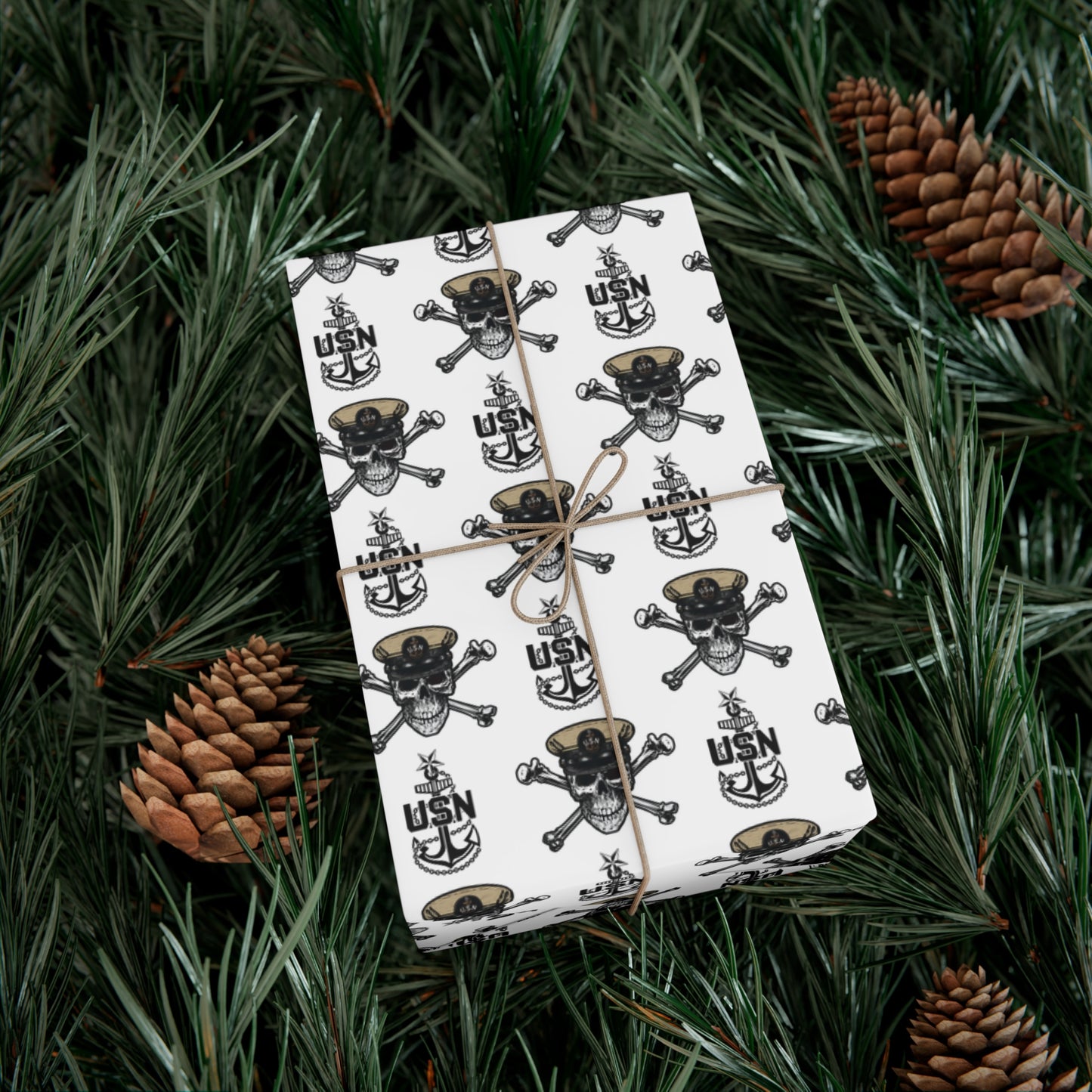 United States Navy Senior Chief Skull & Crossbones with SCPO Anchors White Gift Wrap Papers