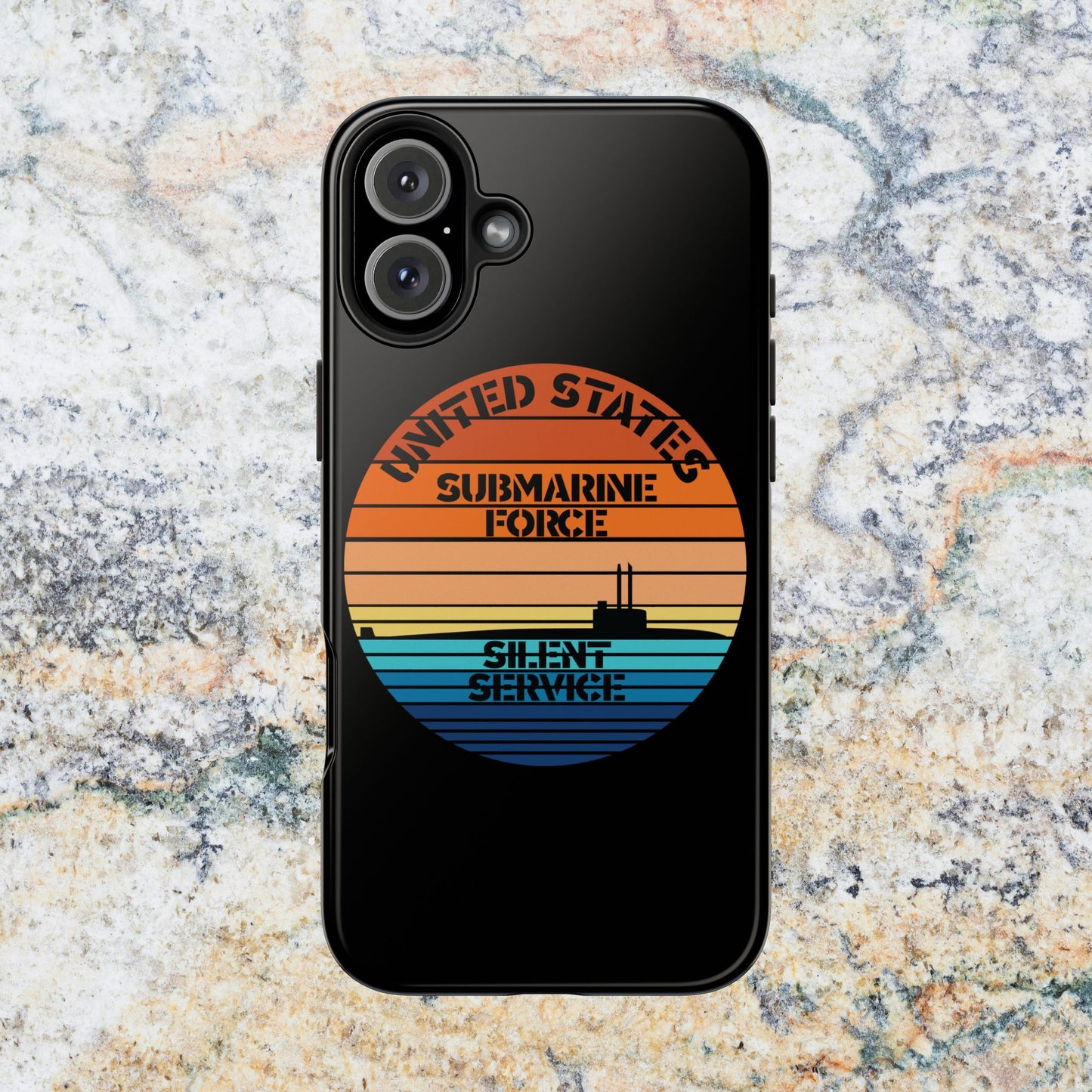 Sunset United States Submarine Force Silent Service Black Tough iPhone Case