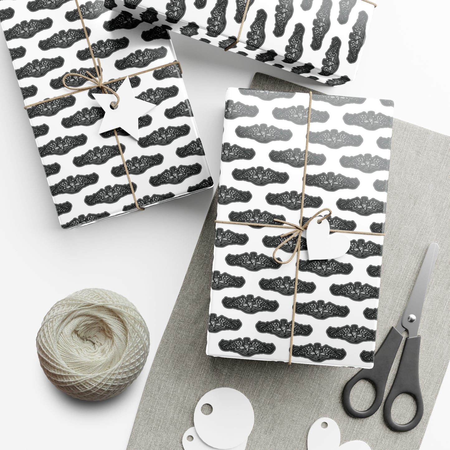 United States Navy Submarine Force Silent Service Silver Enlisted Dolphins White Gift Wrap Papers