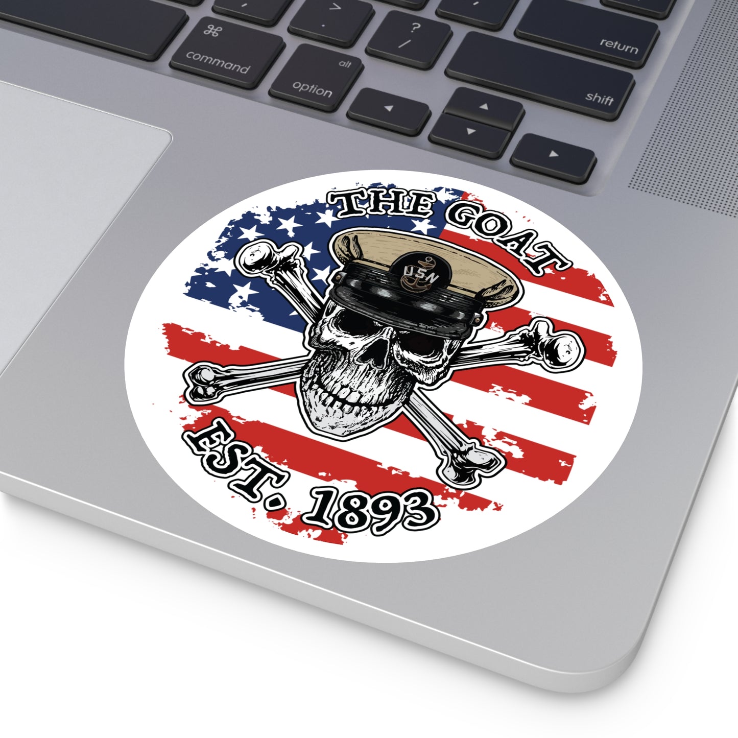 US Naval The Goat Chief Skull & Crossbones Est. 1893 CPO Pride Military Veteran Round Sticker