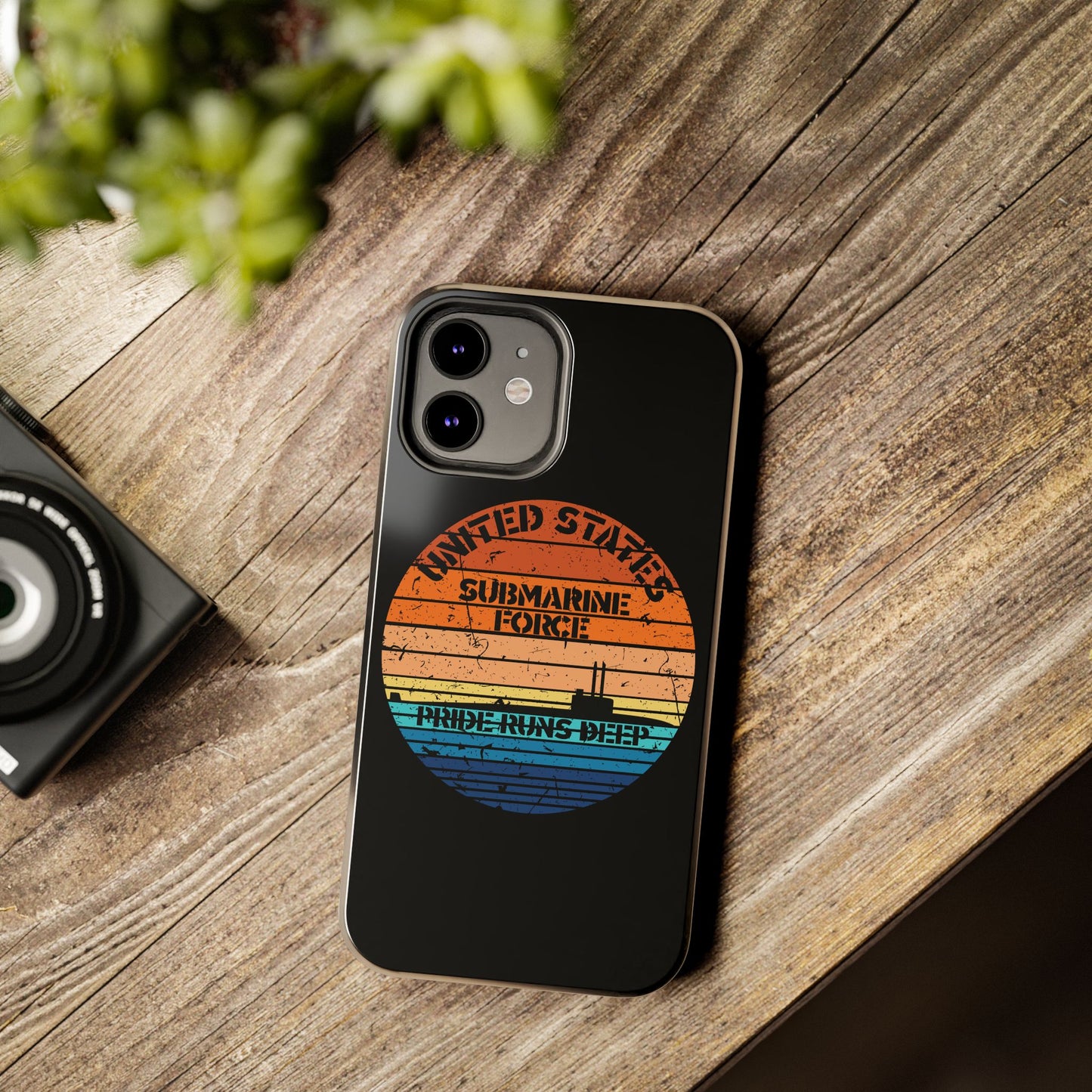 Sunset United States Submarine Force Pride Runs Deep Distressed Tough iPhone Case