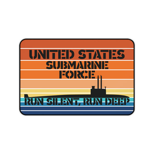 Sunset United States Submarine Force Run Silent Run Deep Retro Vintage Desk Mat