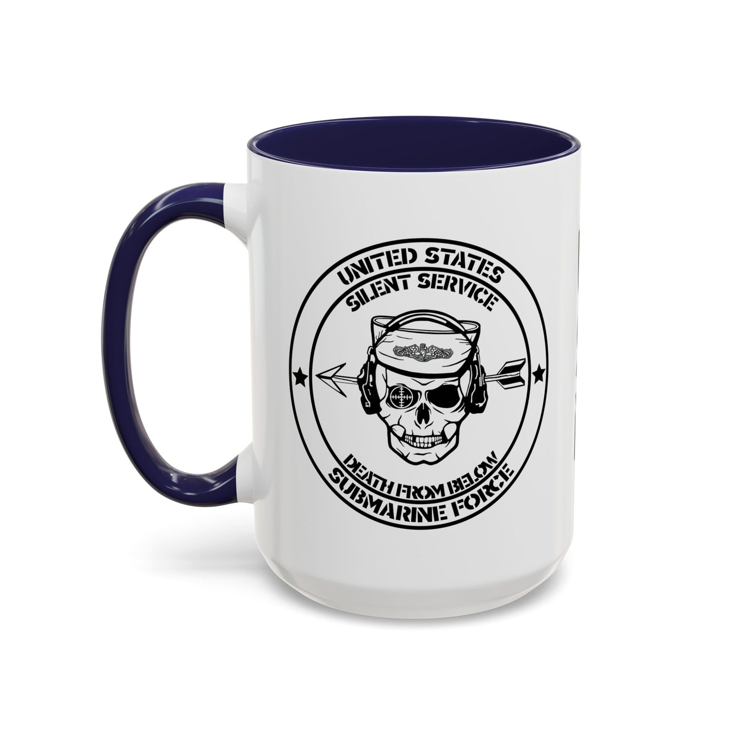 US Navy Submarine Force Silent Service Death From Below Sailor Skull Accent Coffee Mug