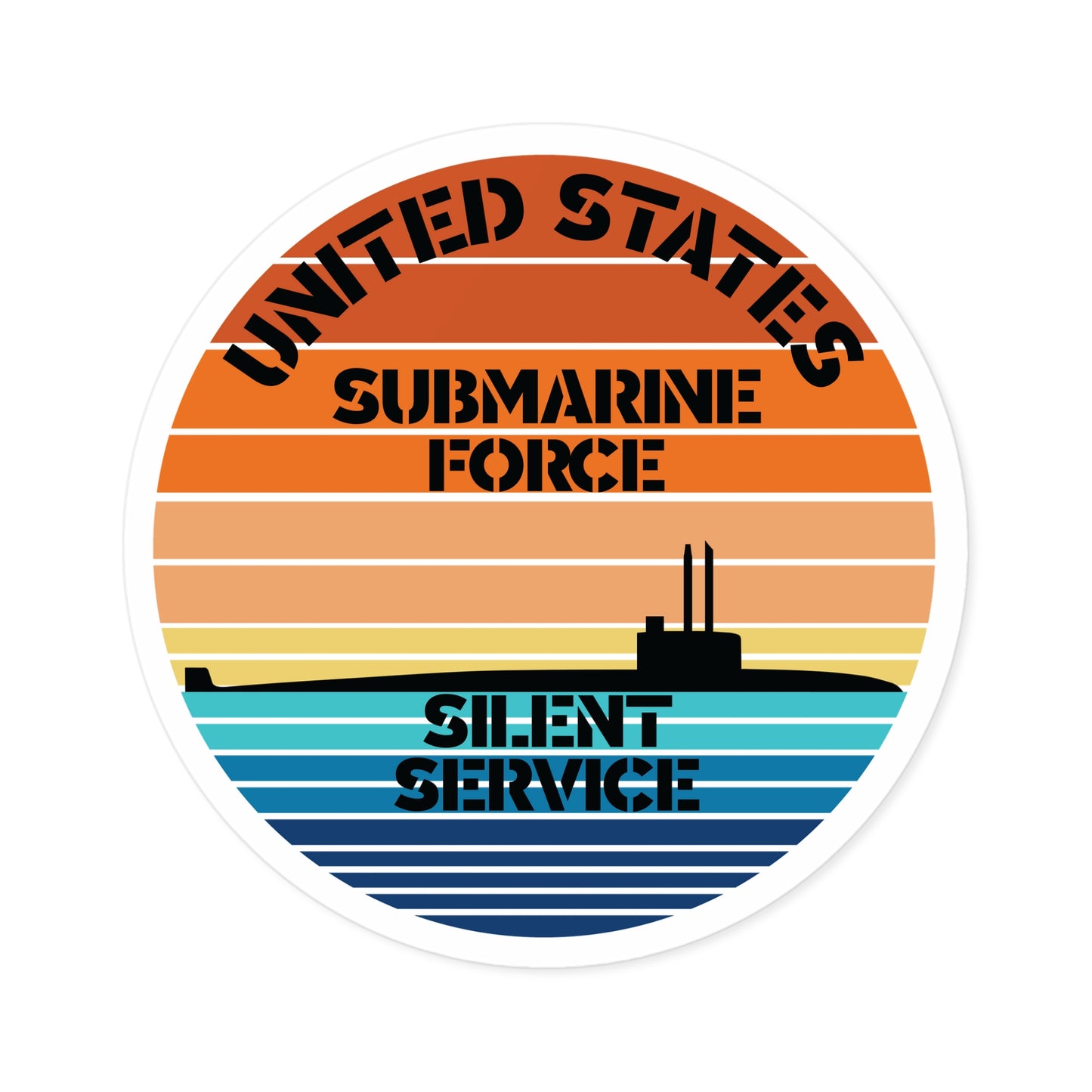 Sunset United States Submarine Force Silent Service Round Sticker