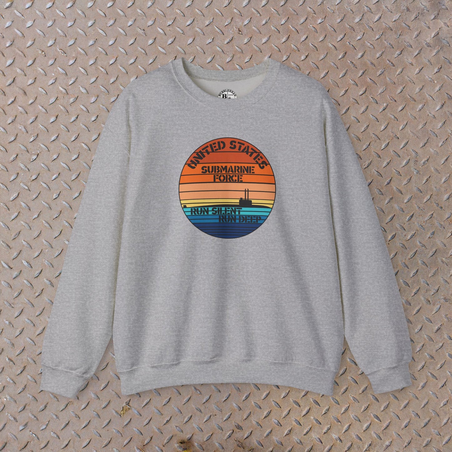Sunset United States Navy Submarine Force Run Silent Deep Vintage Unisex Heavy Blend™ Crewneck Sweatshirt