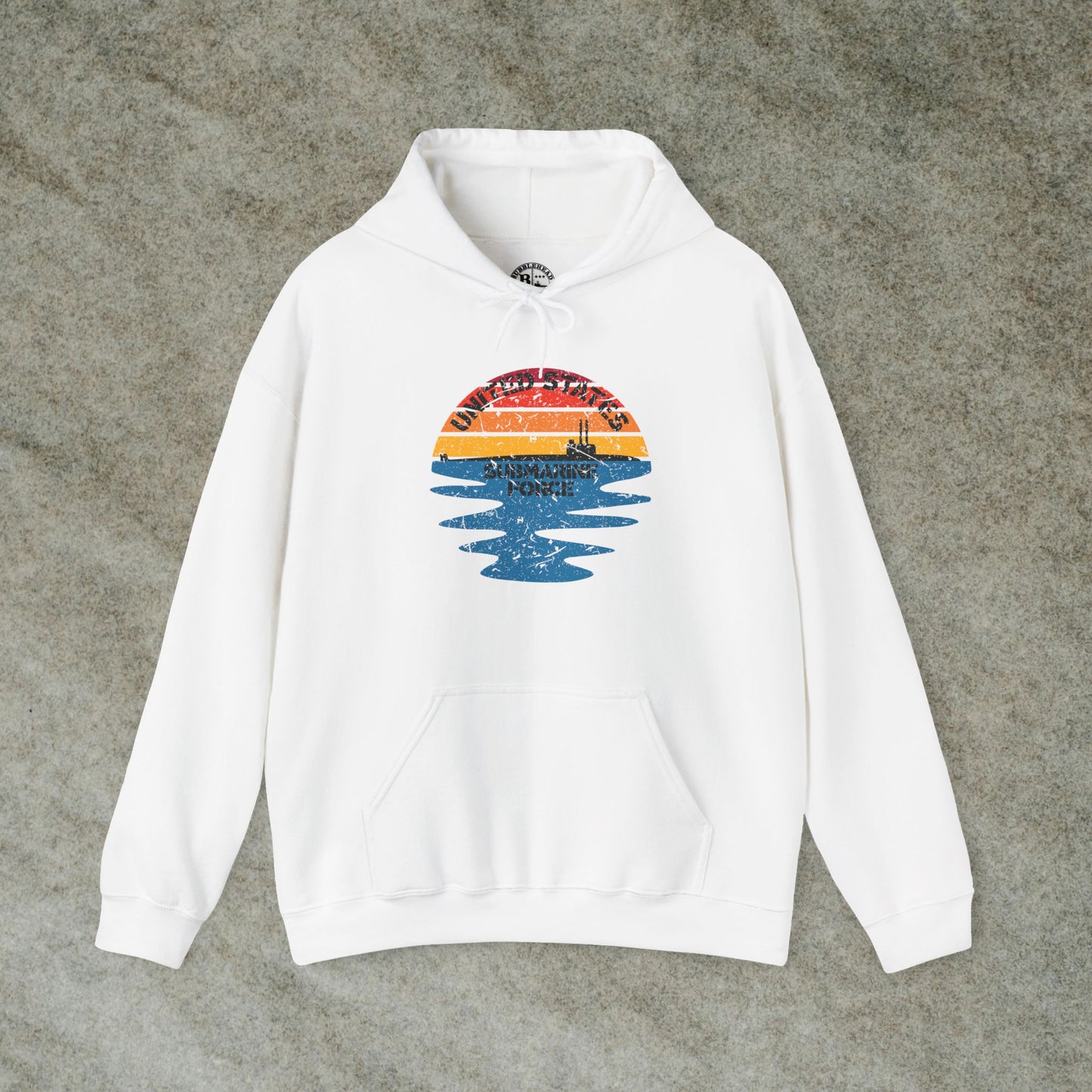Sunset United States Submarine Force Distressed Half Vintage Unisex Heavy Blend™ Hooded Sweatshirt
