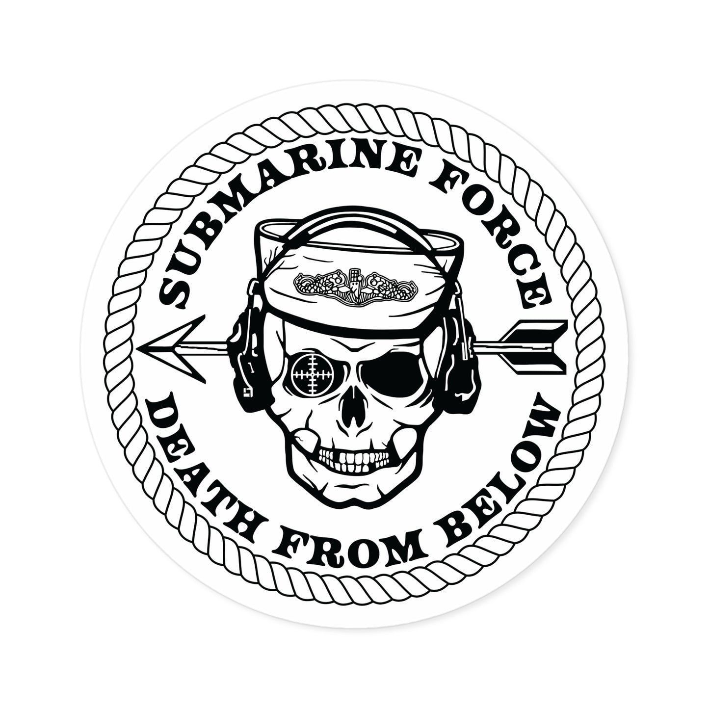 United States Submarine Force Silent Service Death From Below Submarine Sailor Skull Round Stickers, Indoor\Outdoor