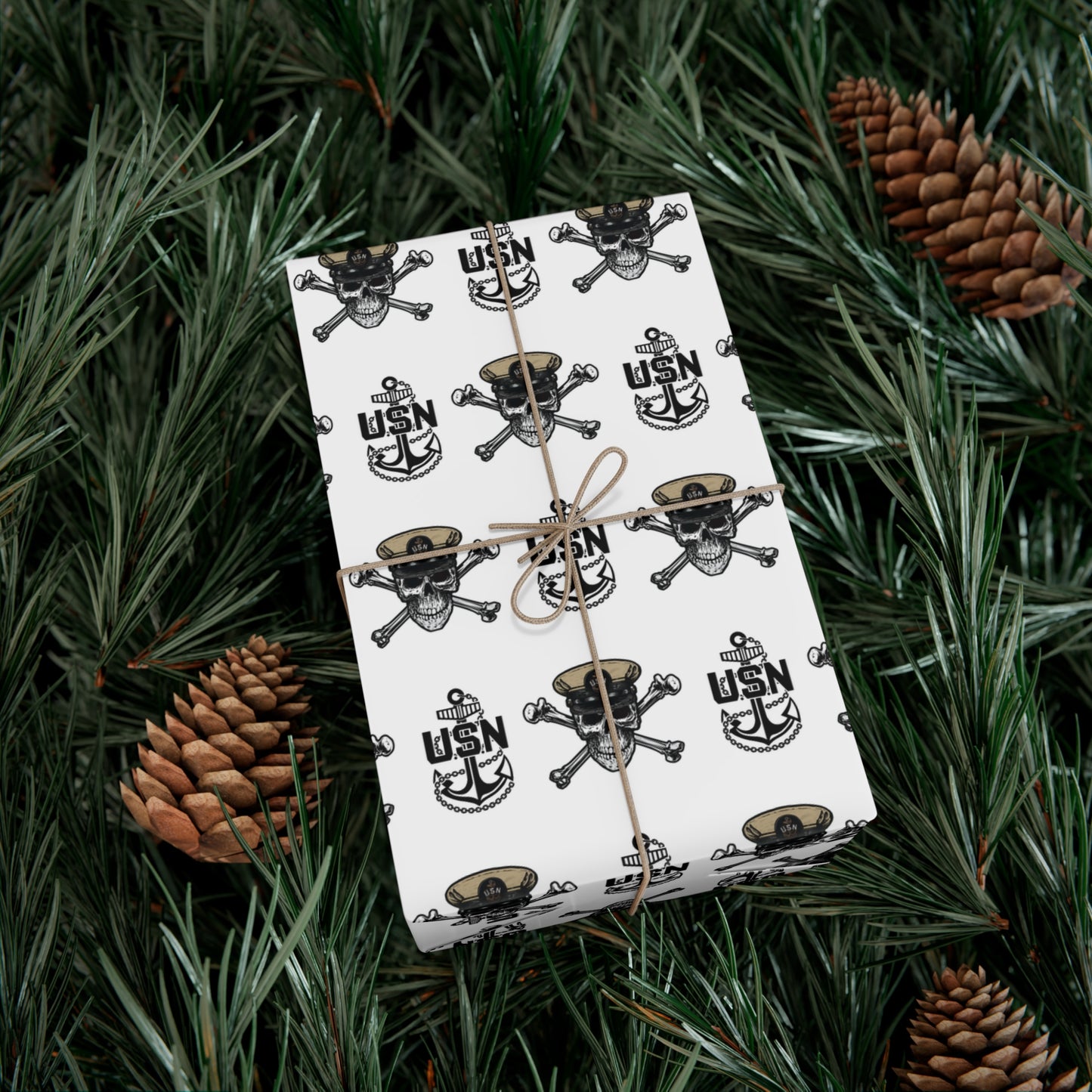 United States Navy Chief Skull & Crossbones with CPO Anchors White Gift Wrap Papers
