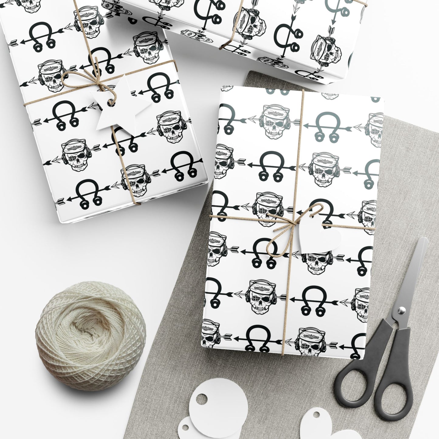 United States Navy Sonar Technician Submarines STS Sailor Skull and Insignia White Gift Wrap Papers