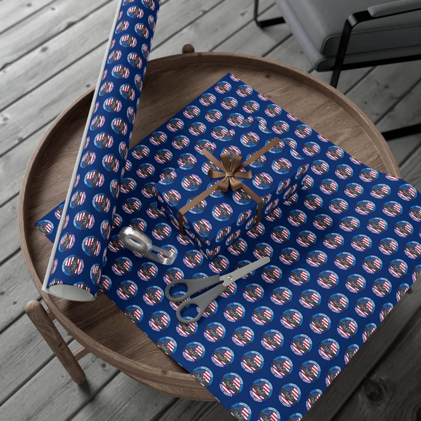 United States Navy Submarine Force Silent Service Silver Dolphins Blue Gift Wrap Papers