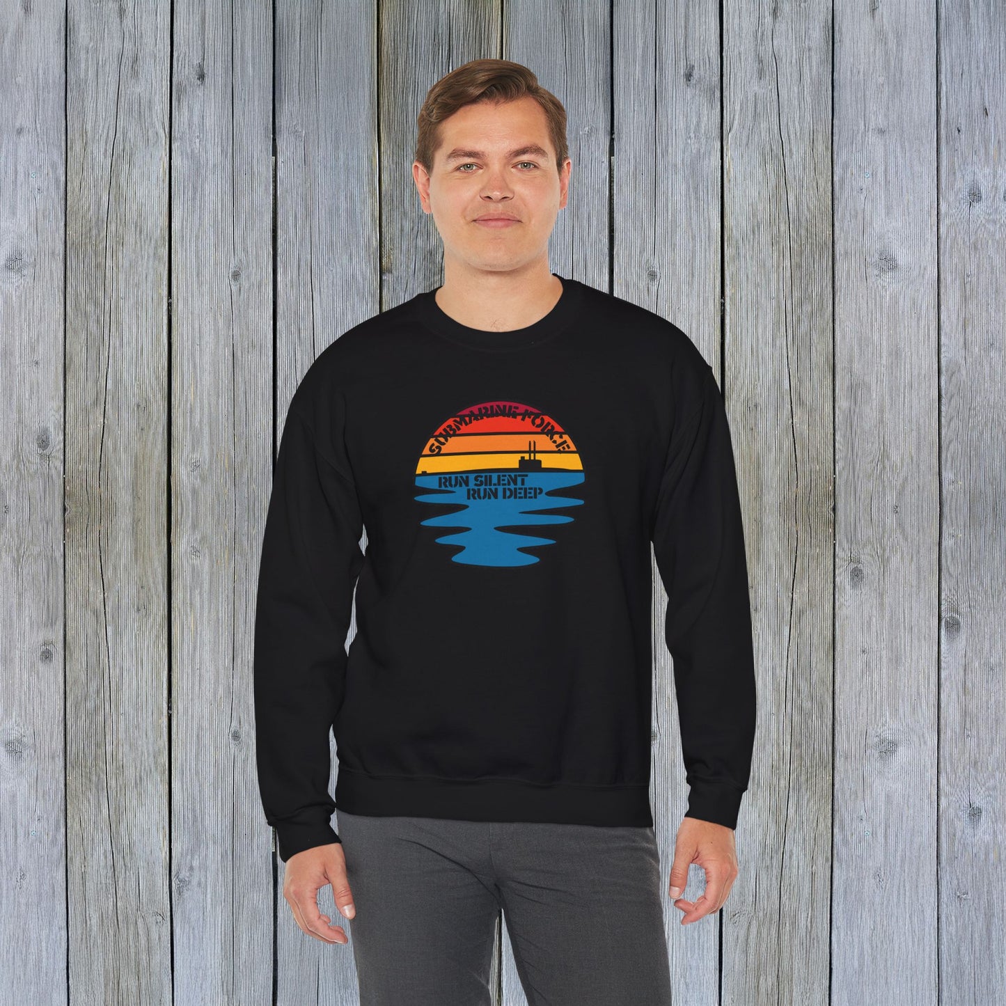 Sunset United States Navy Submarine Force Run Silent Deep Vintage Mk2 Unisex Heavy Blend™ Crewneck Sweatshirt