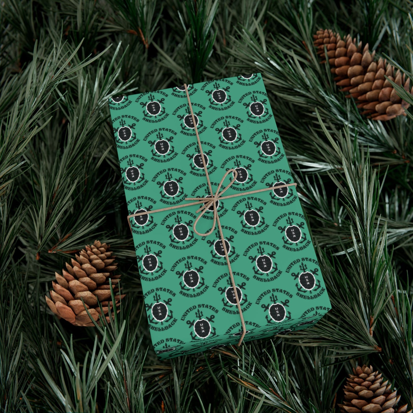United States Navy Shellback Ancient Order of the Deep Naval Line-crossing Ceremony Black Shell Seafoam Green Gift Wrap Papers