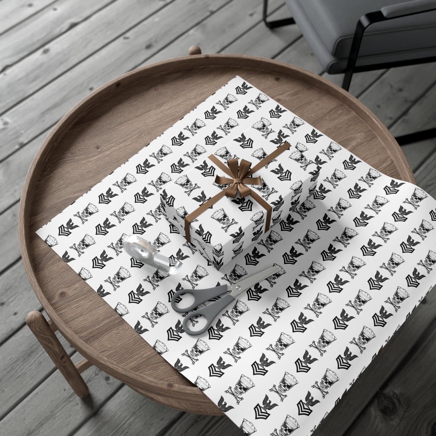 United States Navy FCPO Skull Crossbones First Class Sailor with Dixie Cup Blue Gift Wrap Papers
