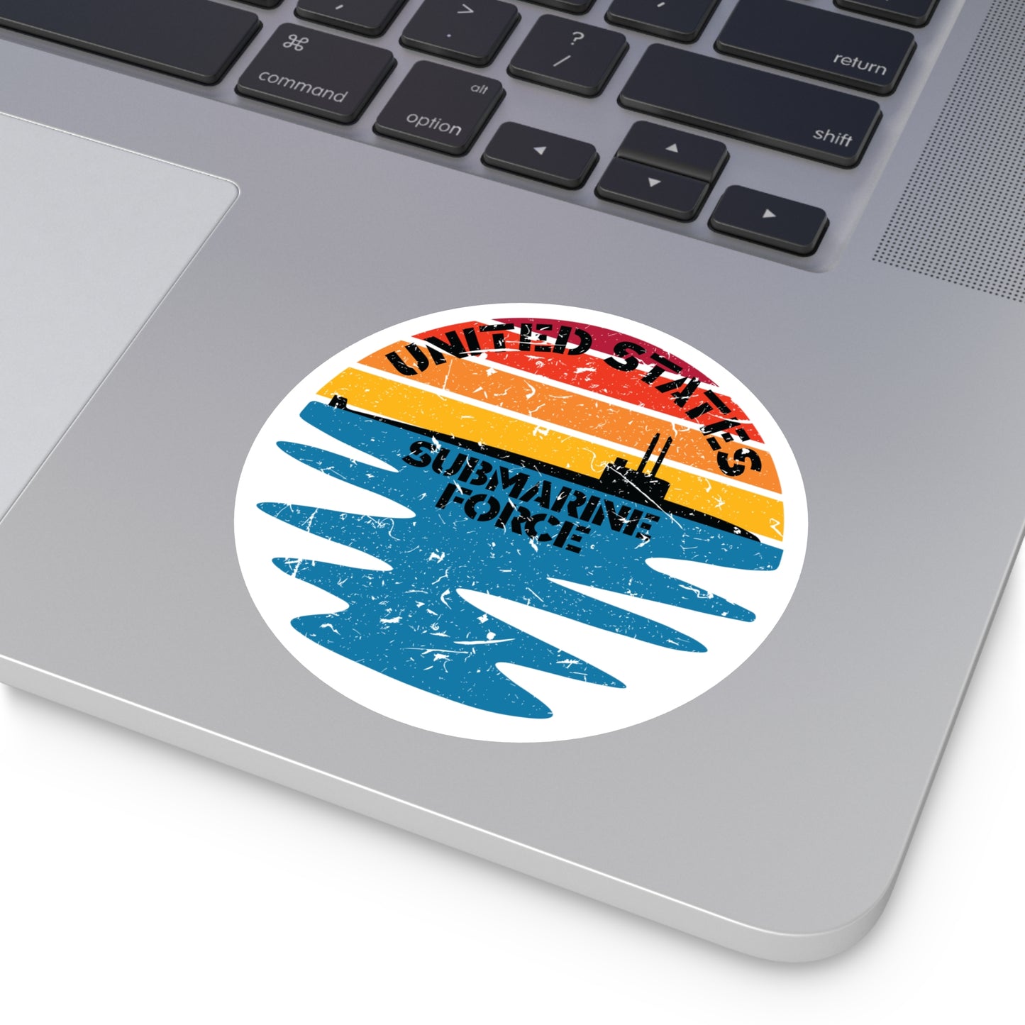 Sunset United States Submarine Force Distressed Half Moon Round Sticker