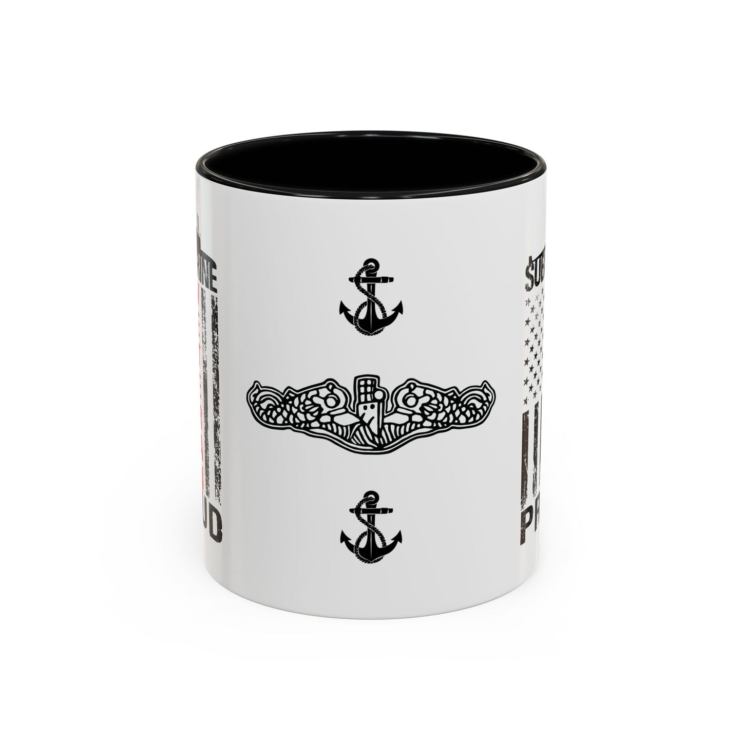 United States Navy Submarine Force Veteran Proud Silent Service USA Distressed Flag Accent Coffee Mugs
